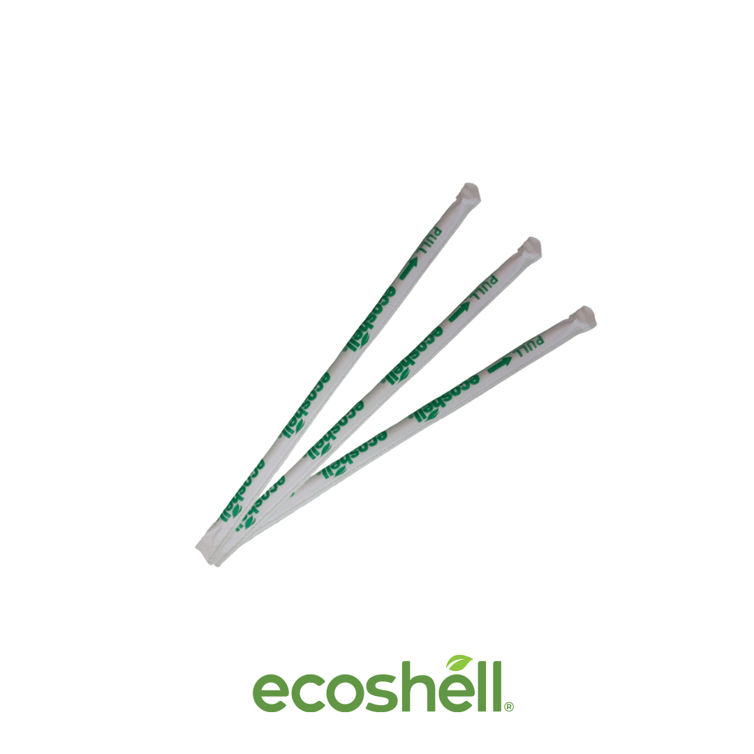 Popote Estuchado Compostable PLA (bioplástico de maíz) Estuchado individual para mayor higiene