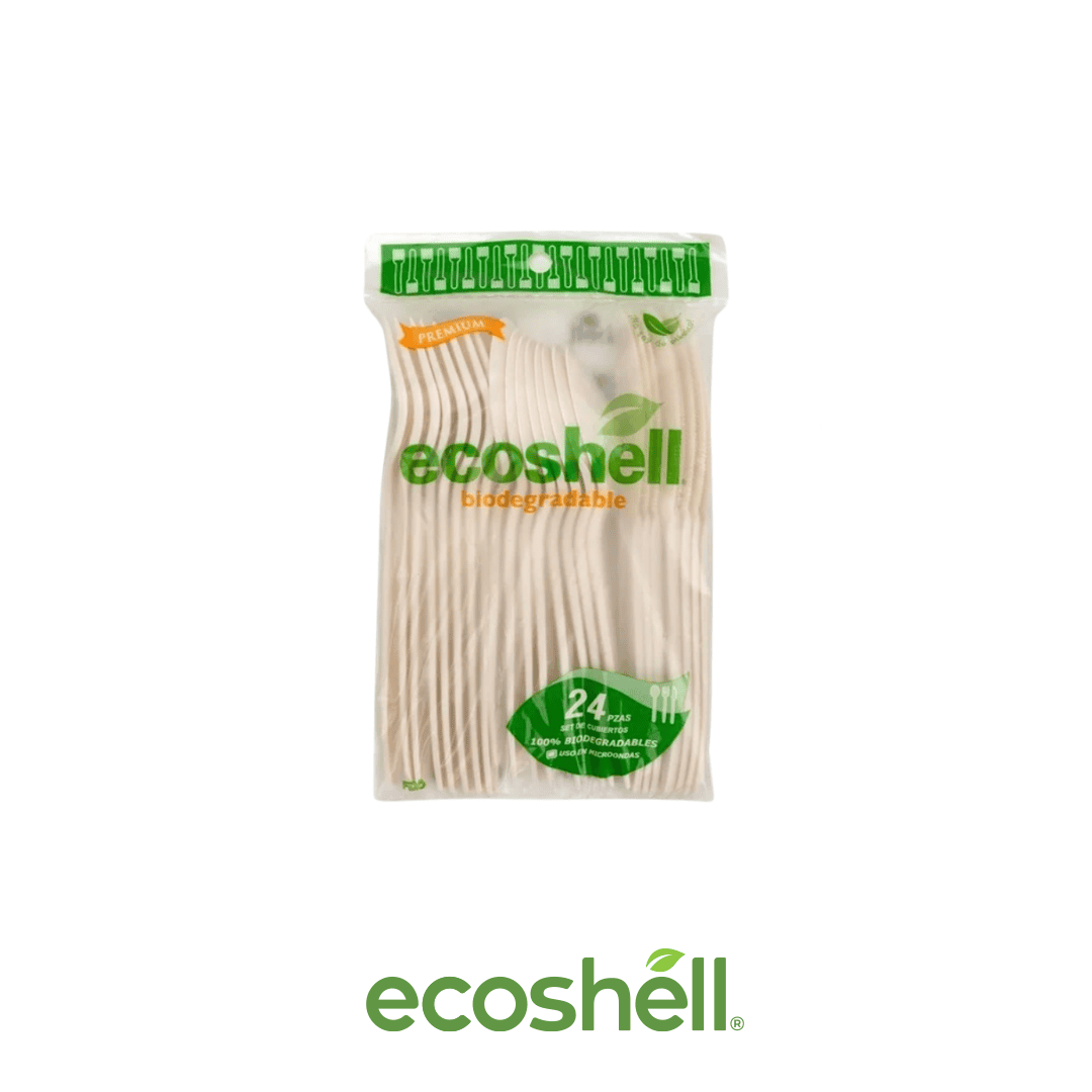 Set De Cubiertos Retail Compostable Fécula de maíz ♻️ Alternativa sin plástico ni contaminantes