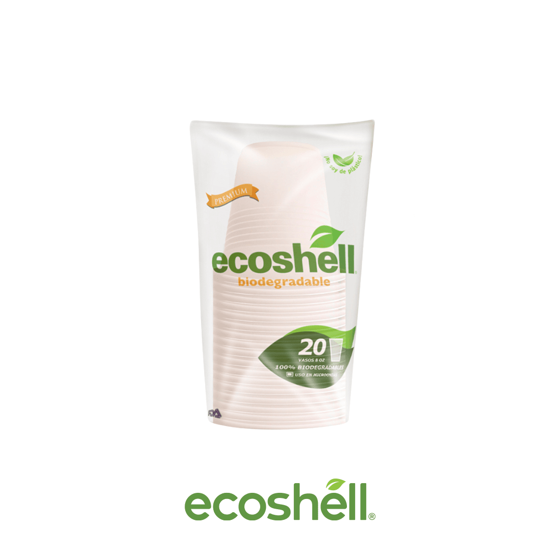 Vaso 8 Oz Retail Compostable Fécula de maíz ♻️ Alternativa sin plástico ni contaminantes