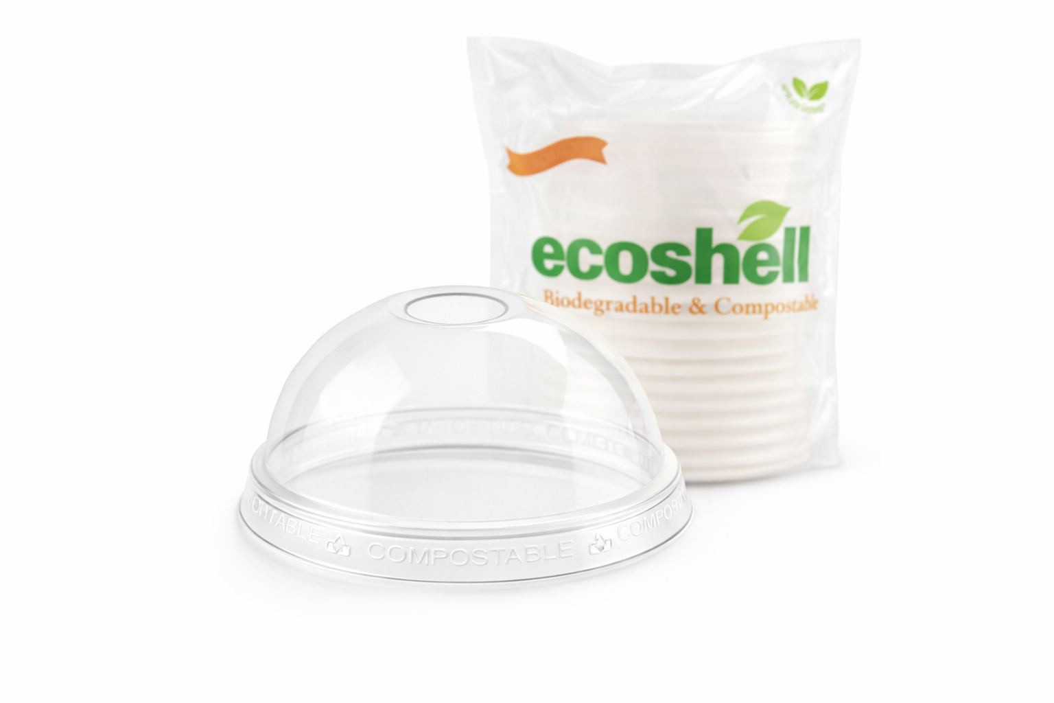 Tapa Transparente Domo 9 Oz Con Agujero - Compostable
