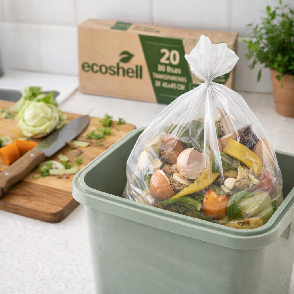 Bolsa Compostable Transparente 45×45 cm de Fécula de Maíz
