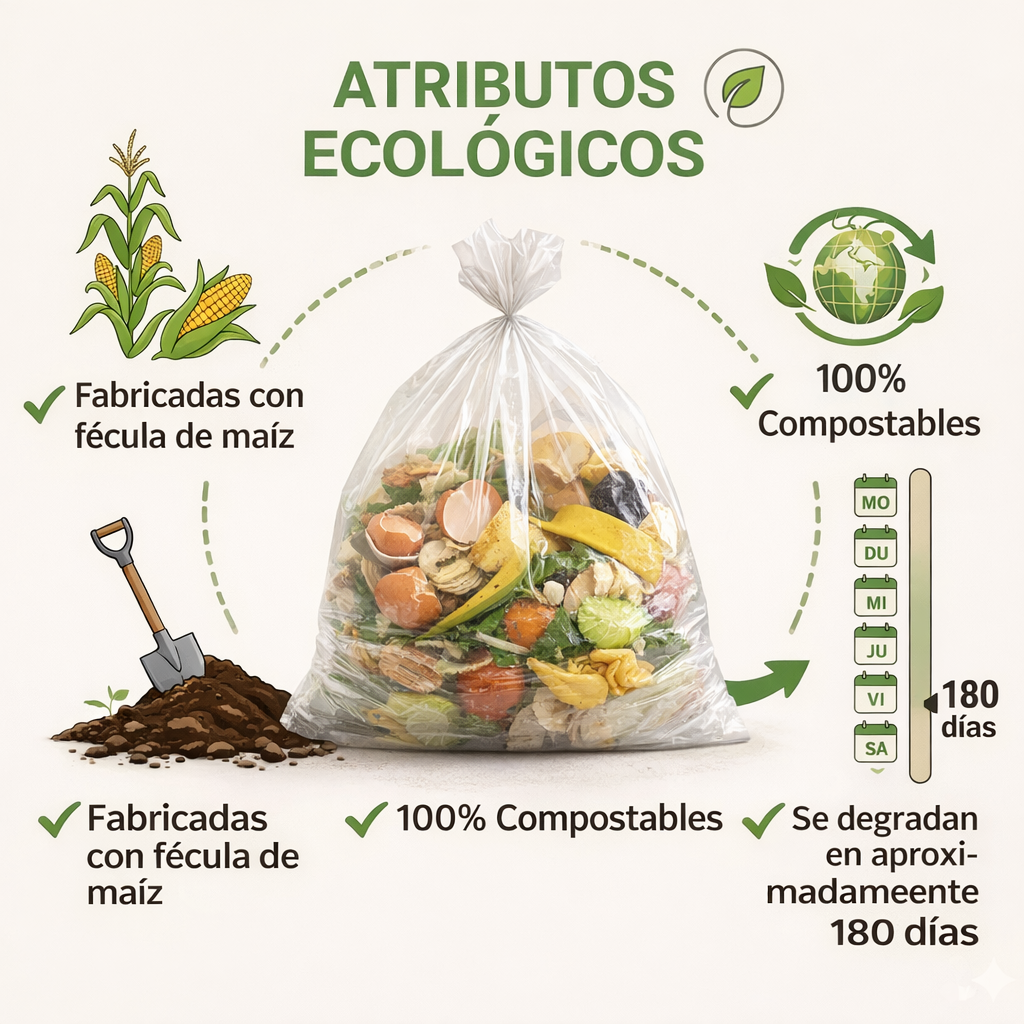 Bolsa Compostable Transparente 45×45 cm de Fécula de Maíz