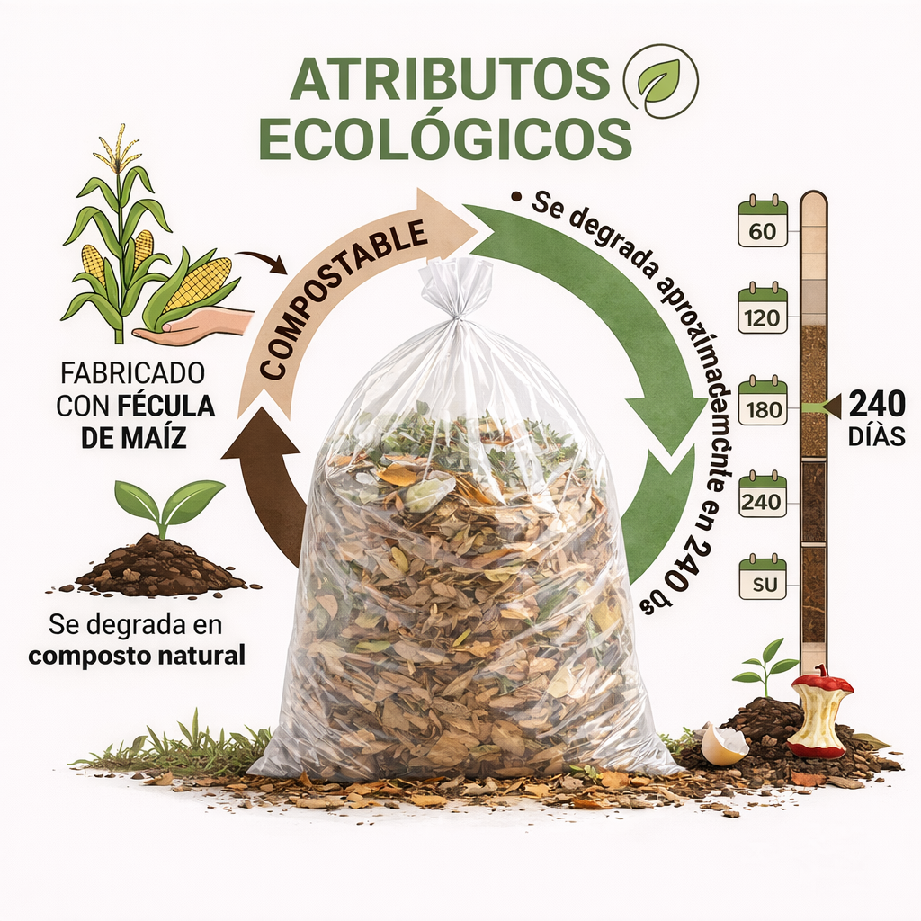 Bolsa De Basura Transparente 90x120cm Compostable