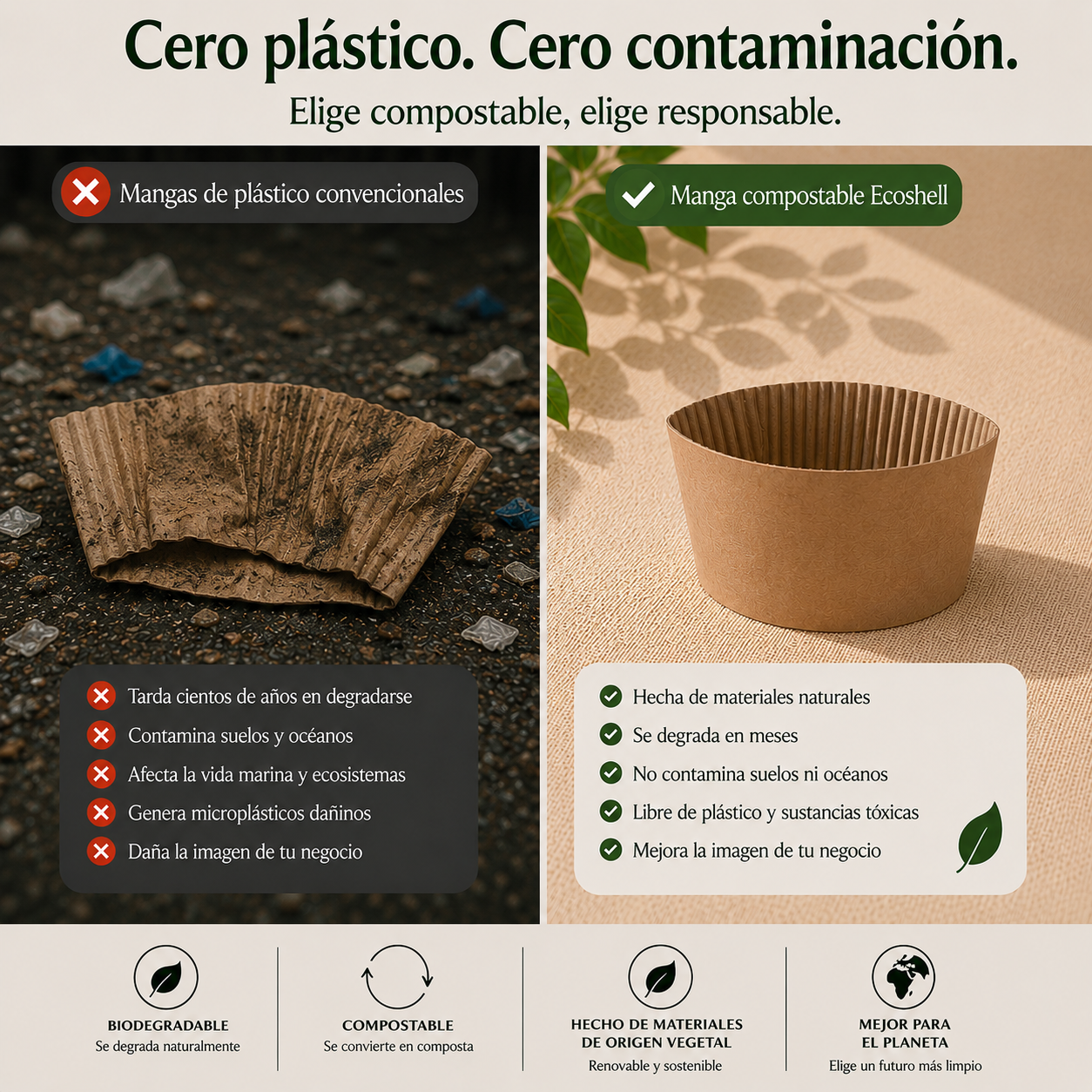 Manga Térmica Para Vaso De Café Compostable
