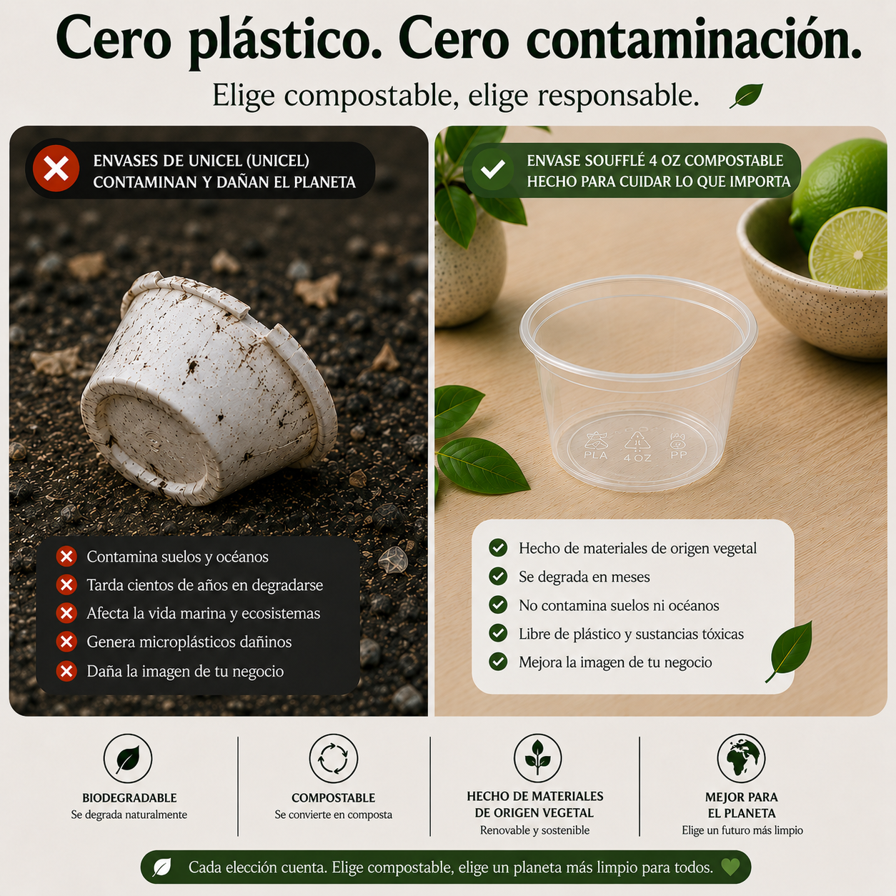 Soufflé Cup Transparente 4 Oz Compostable