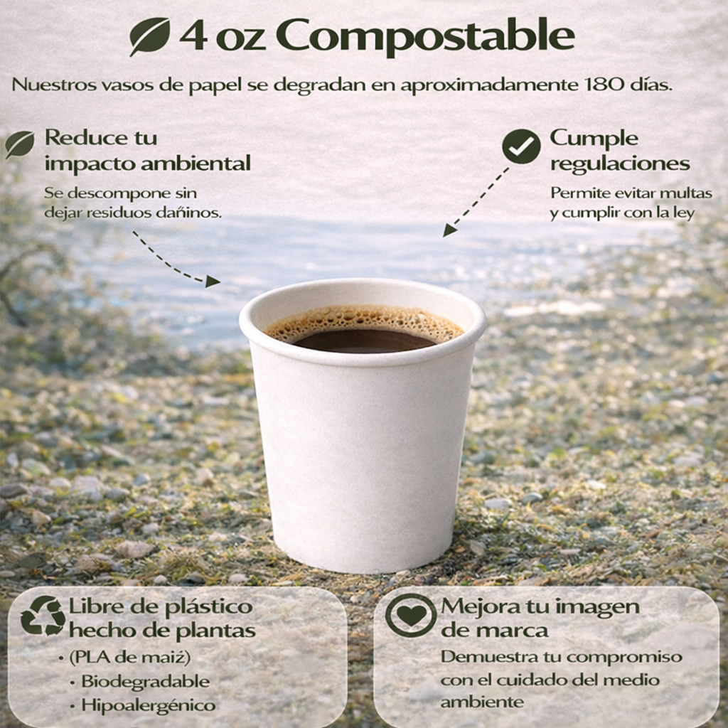 Vaso Para Café 4 Oz Compostable