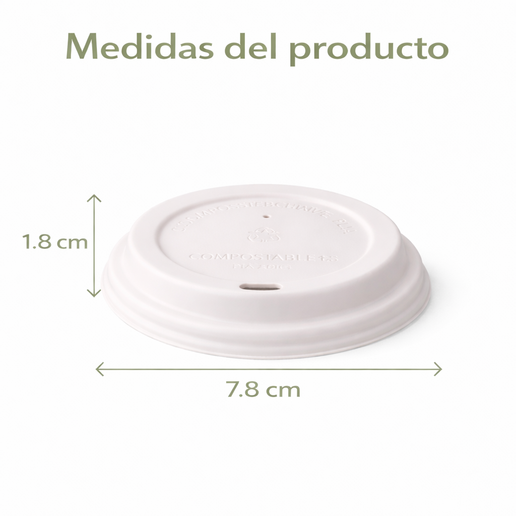 Tapa Vaso Para Café 8 Oz Compostable