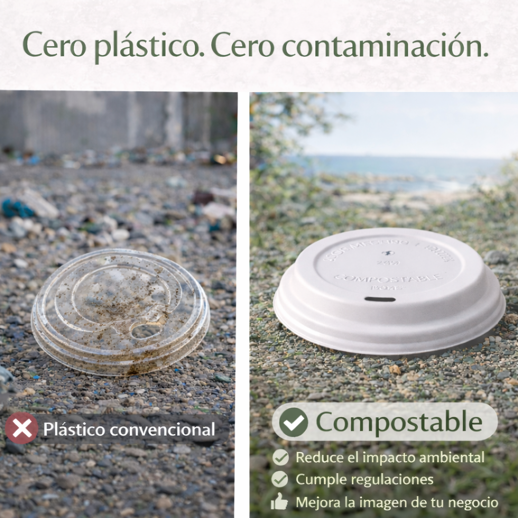 Tapa Vaso Para Café 8 Oz Compostable