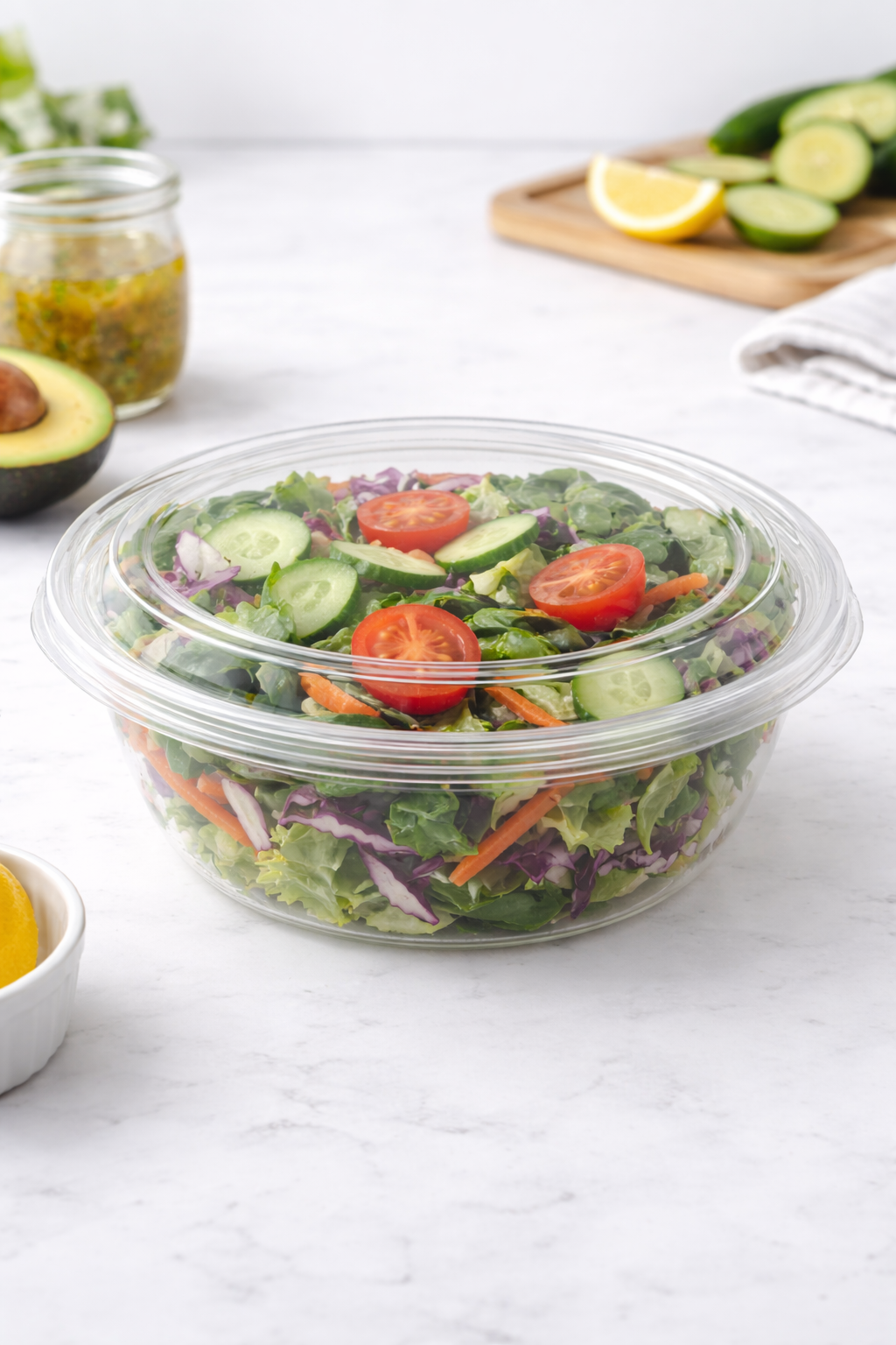 Tapa Ensaladera 24–48 oz Compostable