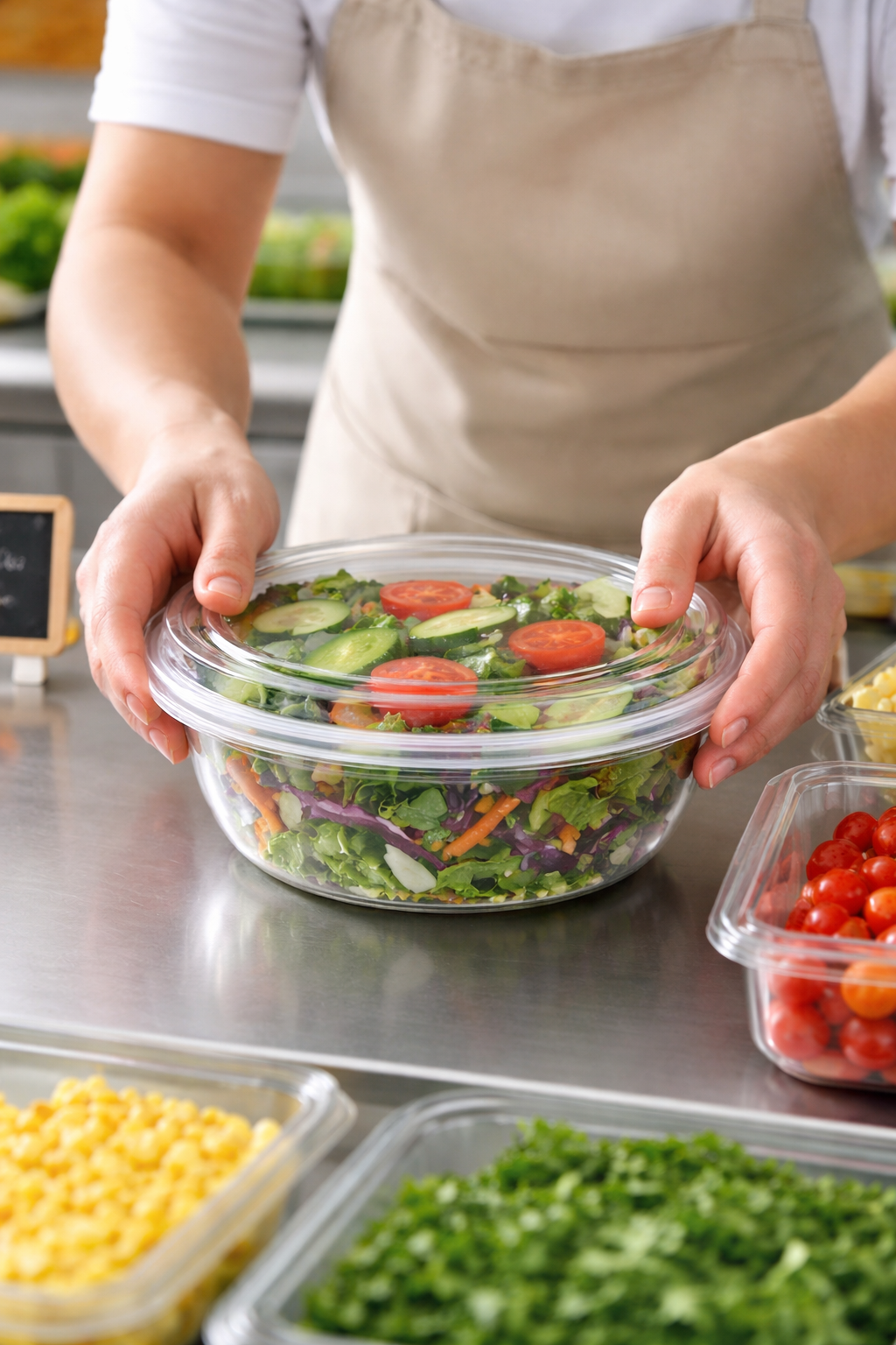 Tapa Ensaladera 24–48 oz Compostable