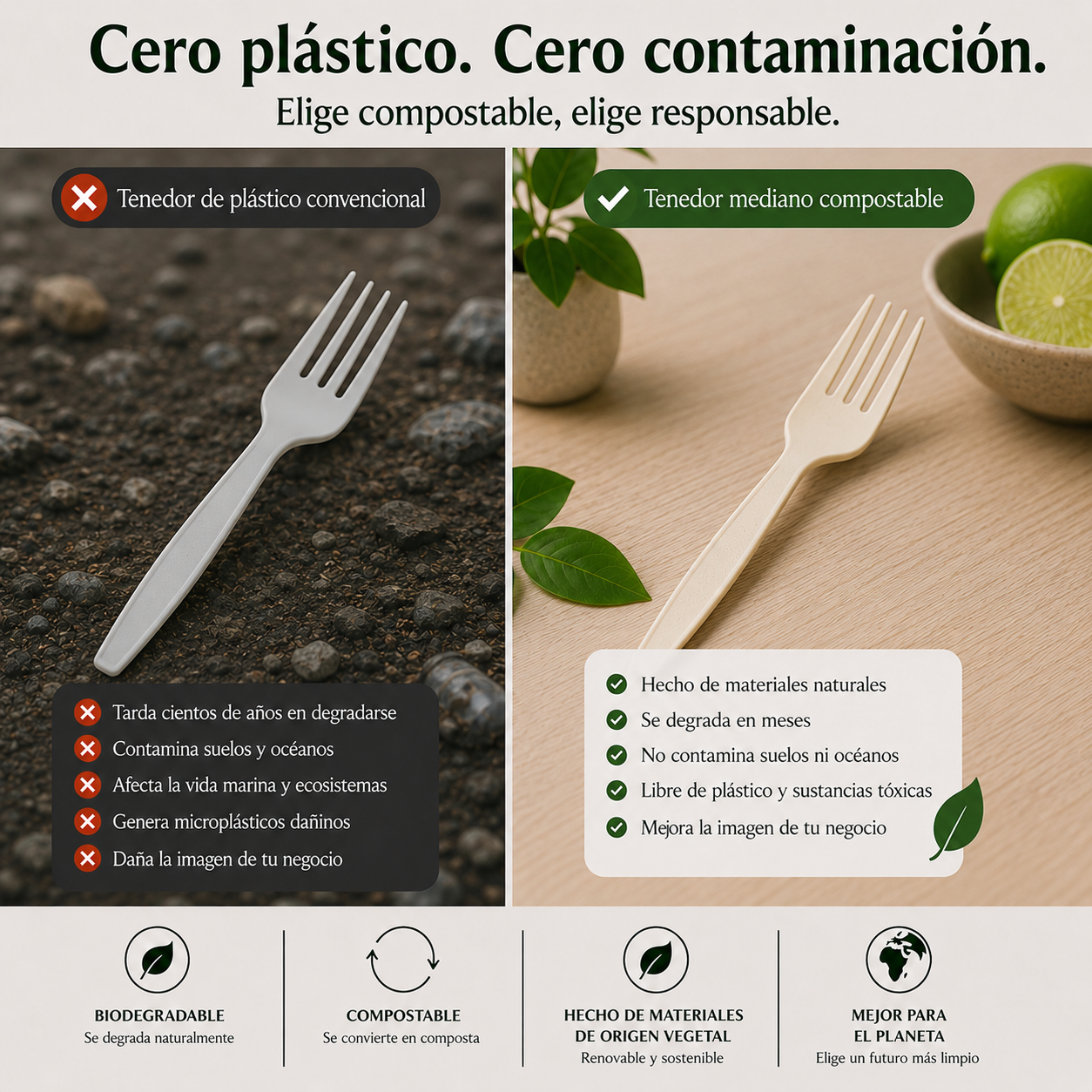 Tenedor Mediano Compostable