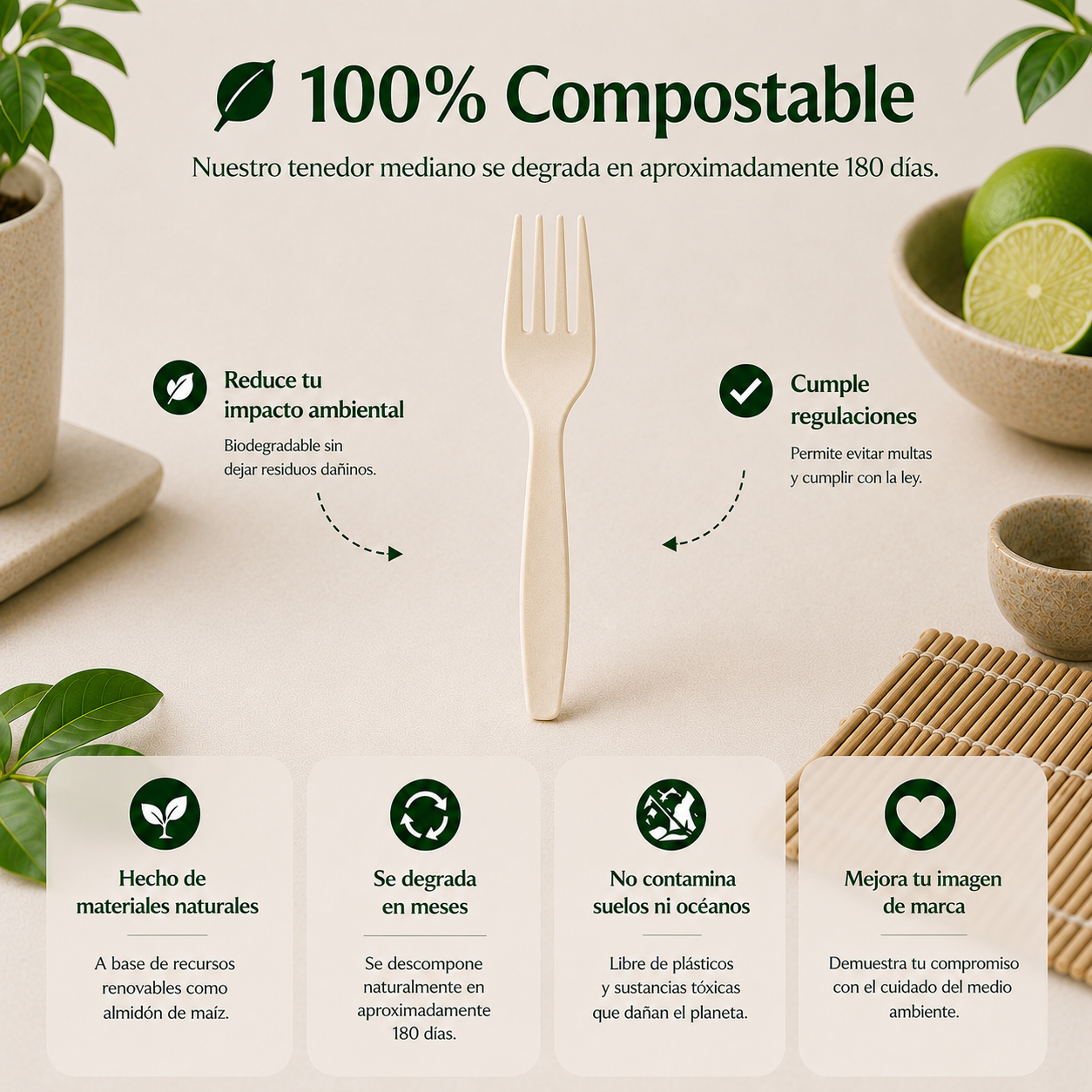 Tenedor Mediano Compostable