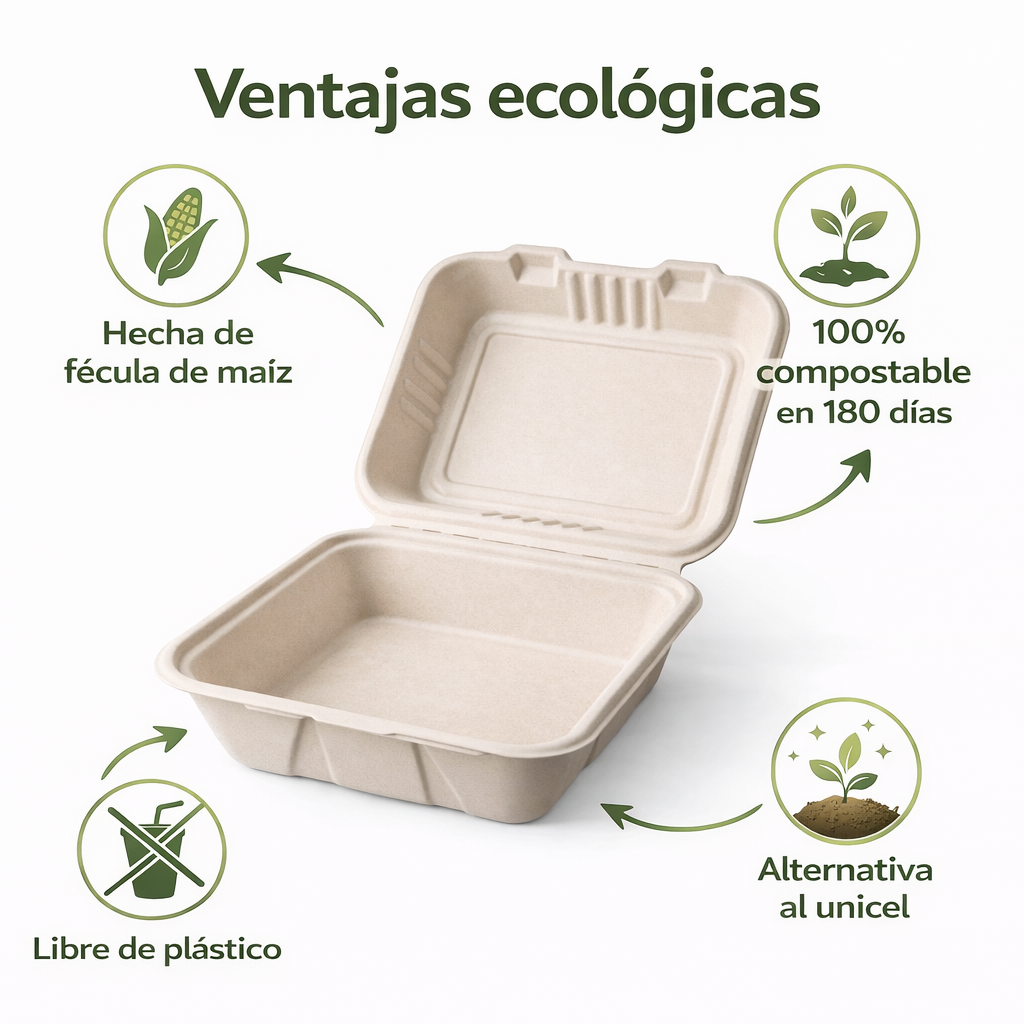 Clamshell 48 Oz Compostable sin División