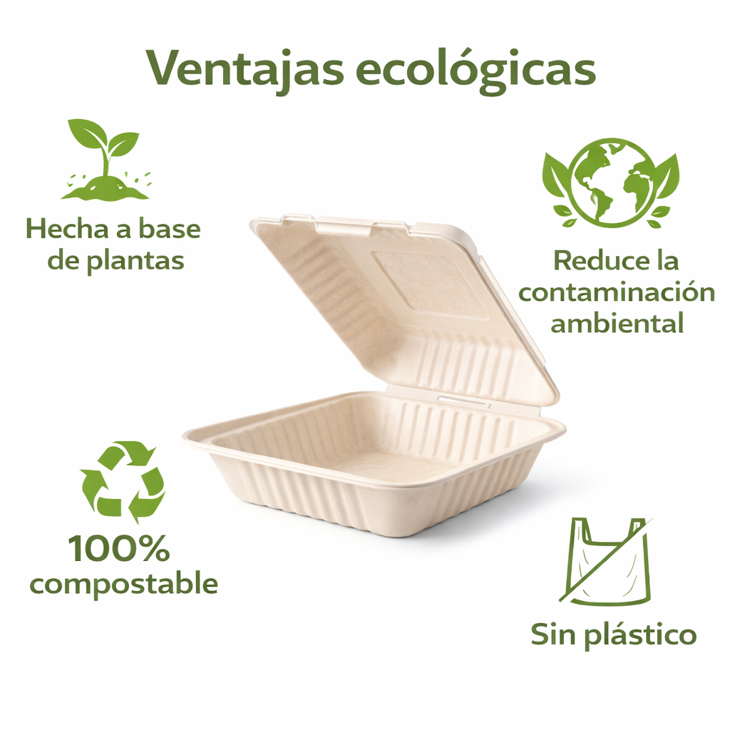Contenedor 44 Oz Compostable Sin División