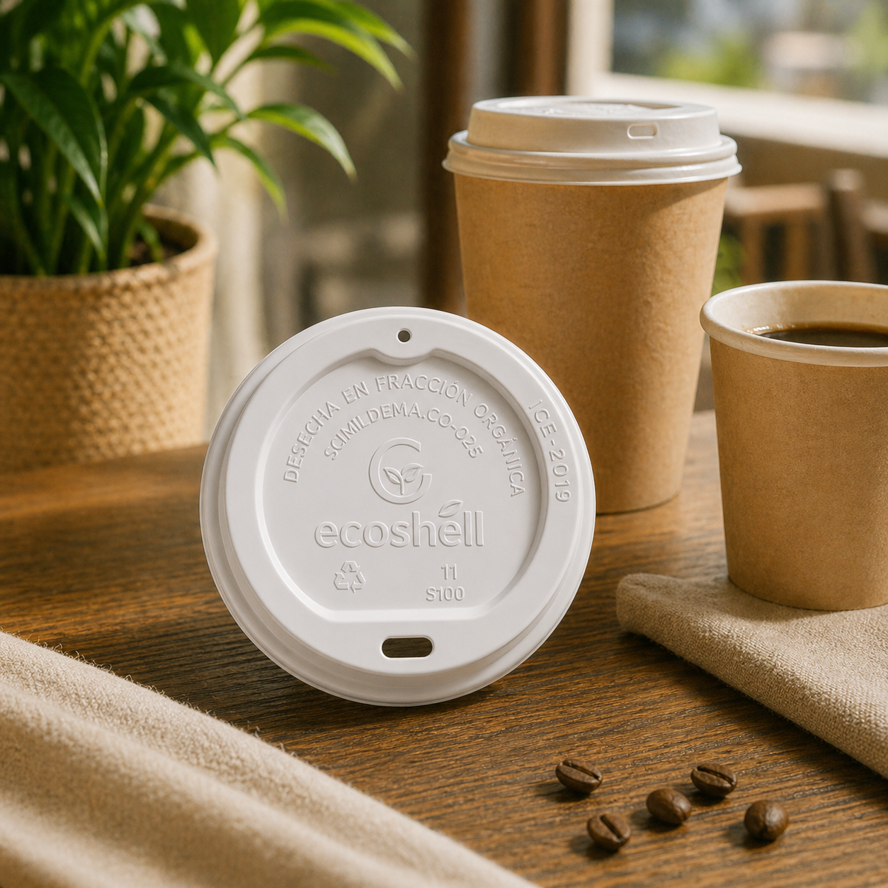 Tapa Vaso Para Café 8 a 16 Oz Compostable
