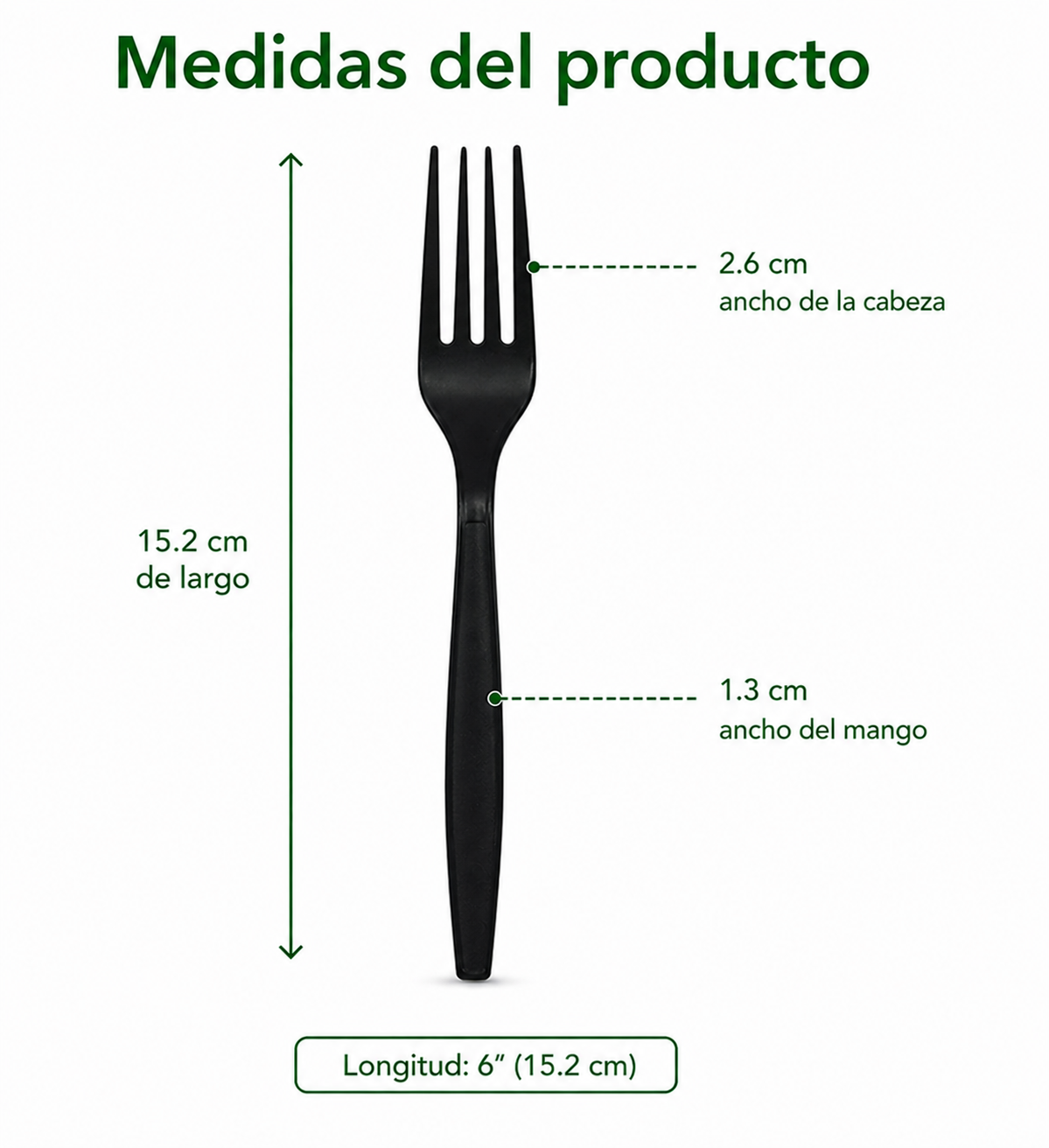 Tenedor Jumbo Black A Granel Compostable