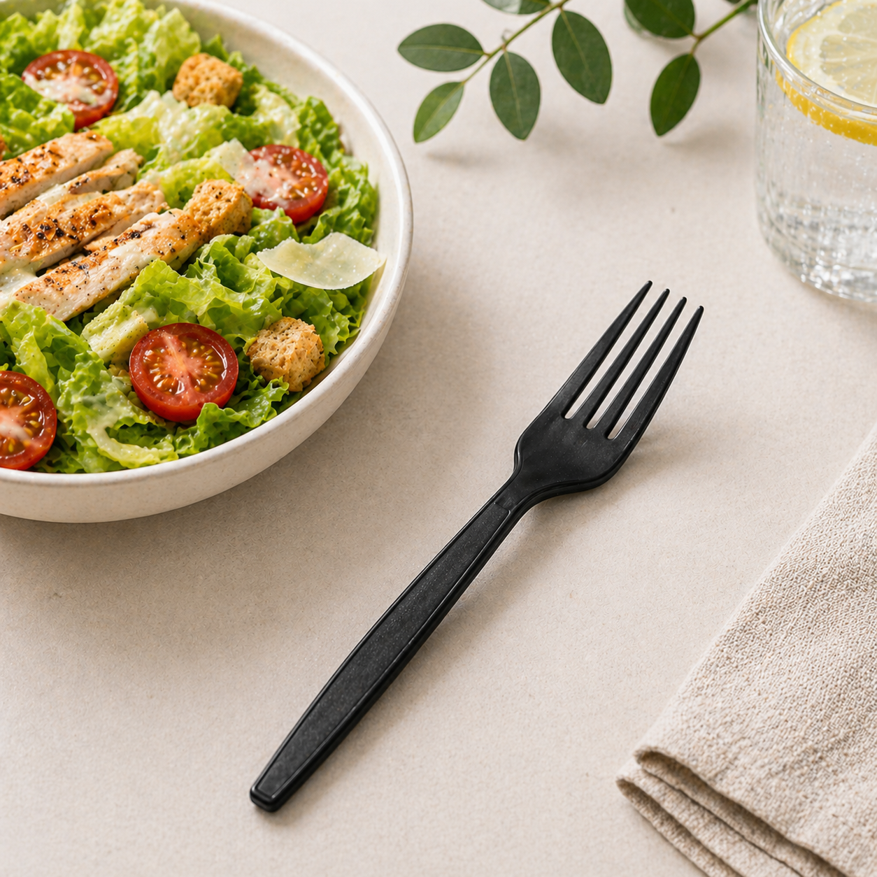 Tenedor Jumbo Black A Granel Compostable