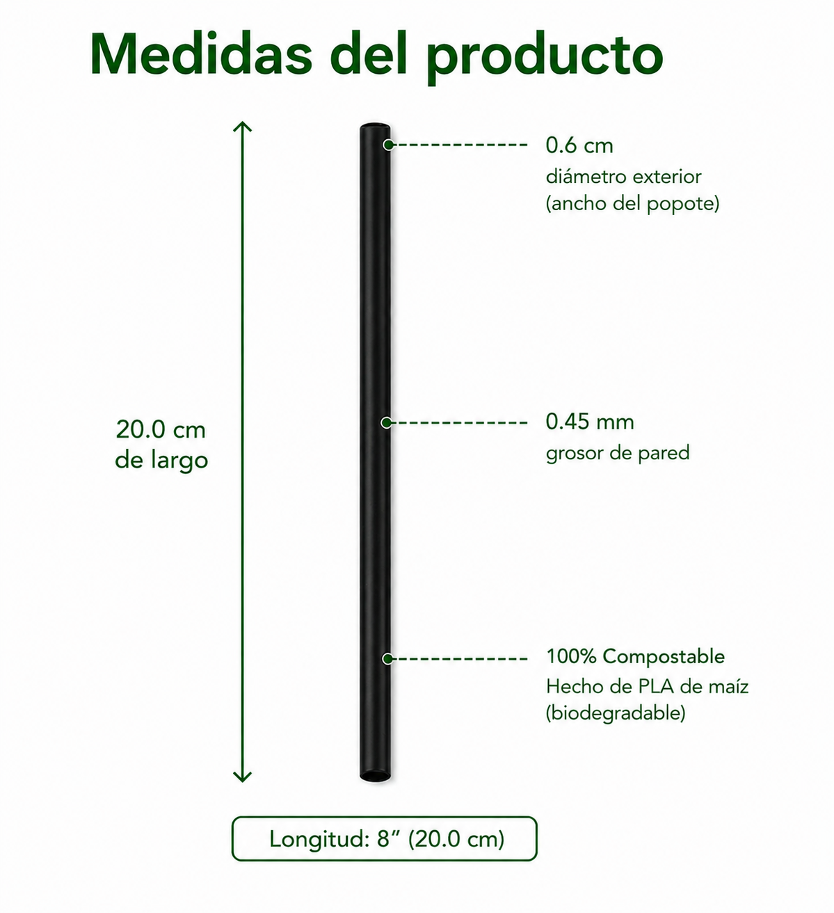 Popote Black Estuchado Compostable