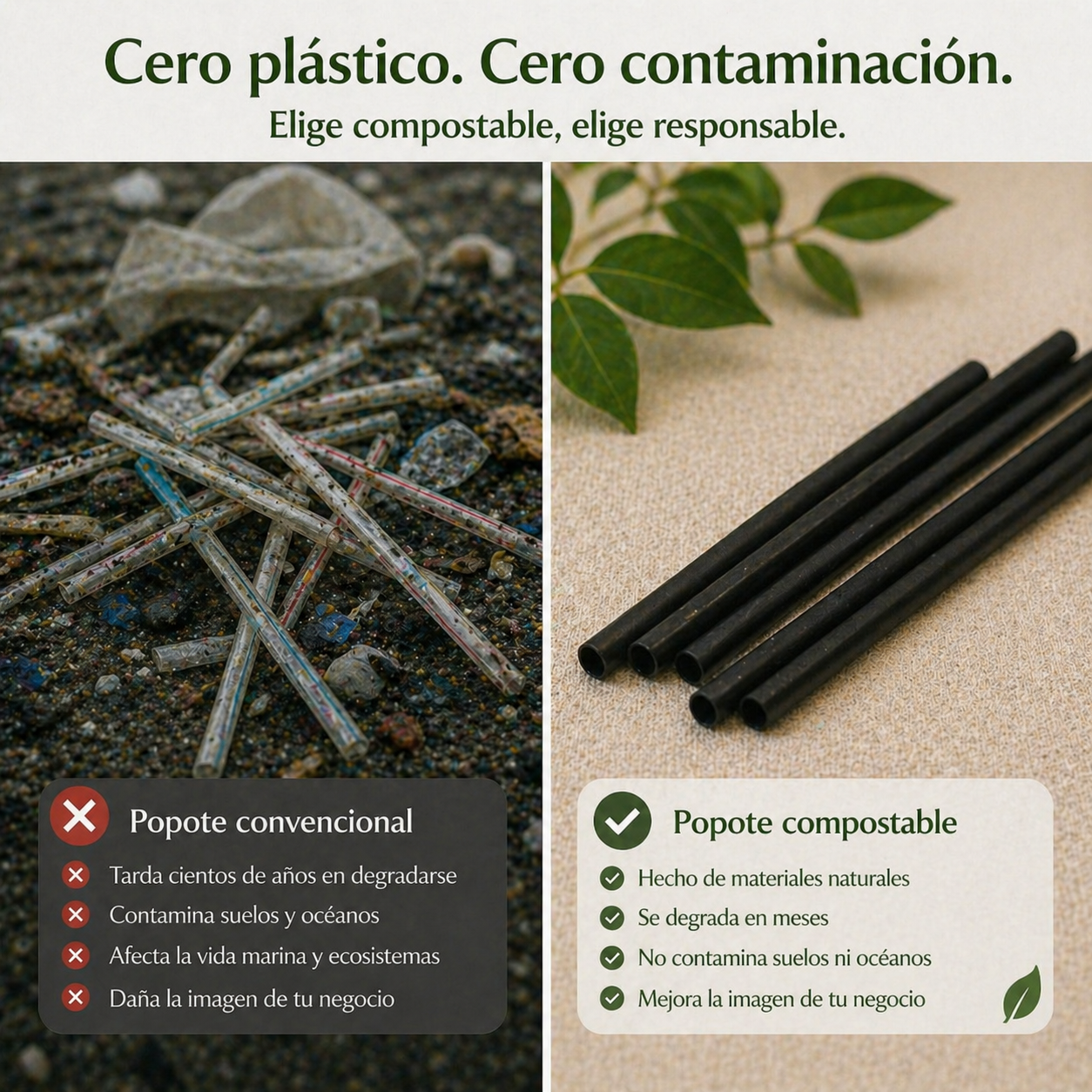 Popote Black Estuchado Compostable