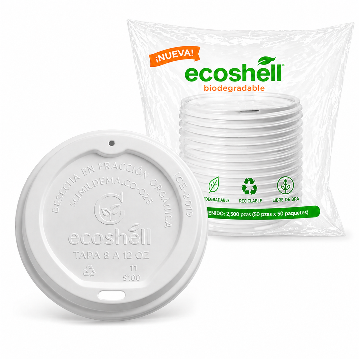 Tapa Vaso Para Café 8 a 16 Oz Compostable