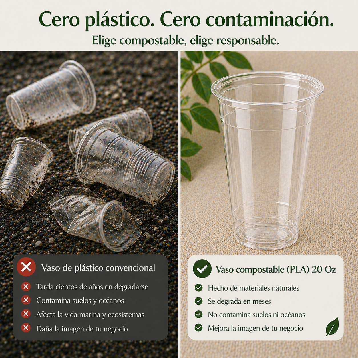 Vaso Transparente 20 Oz Compostable