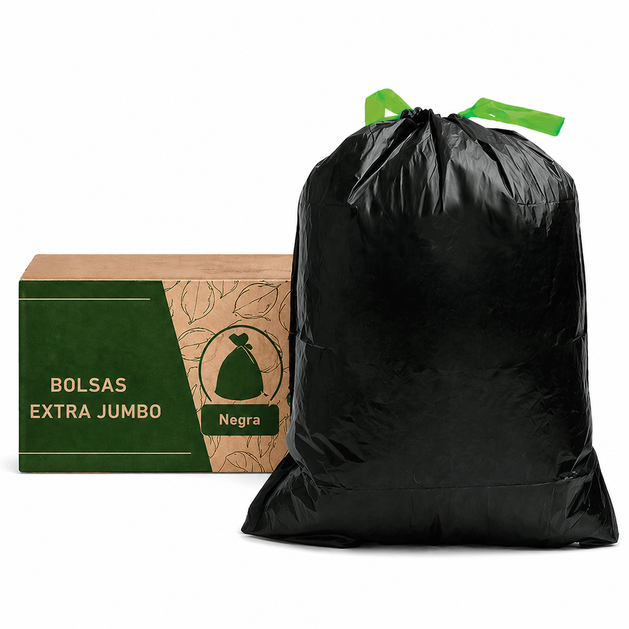 Bolsa Para Basura Extra Jumbo Black Con Jareta Compostable