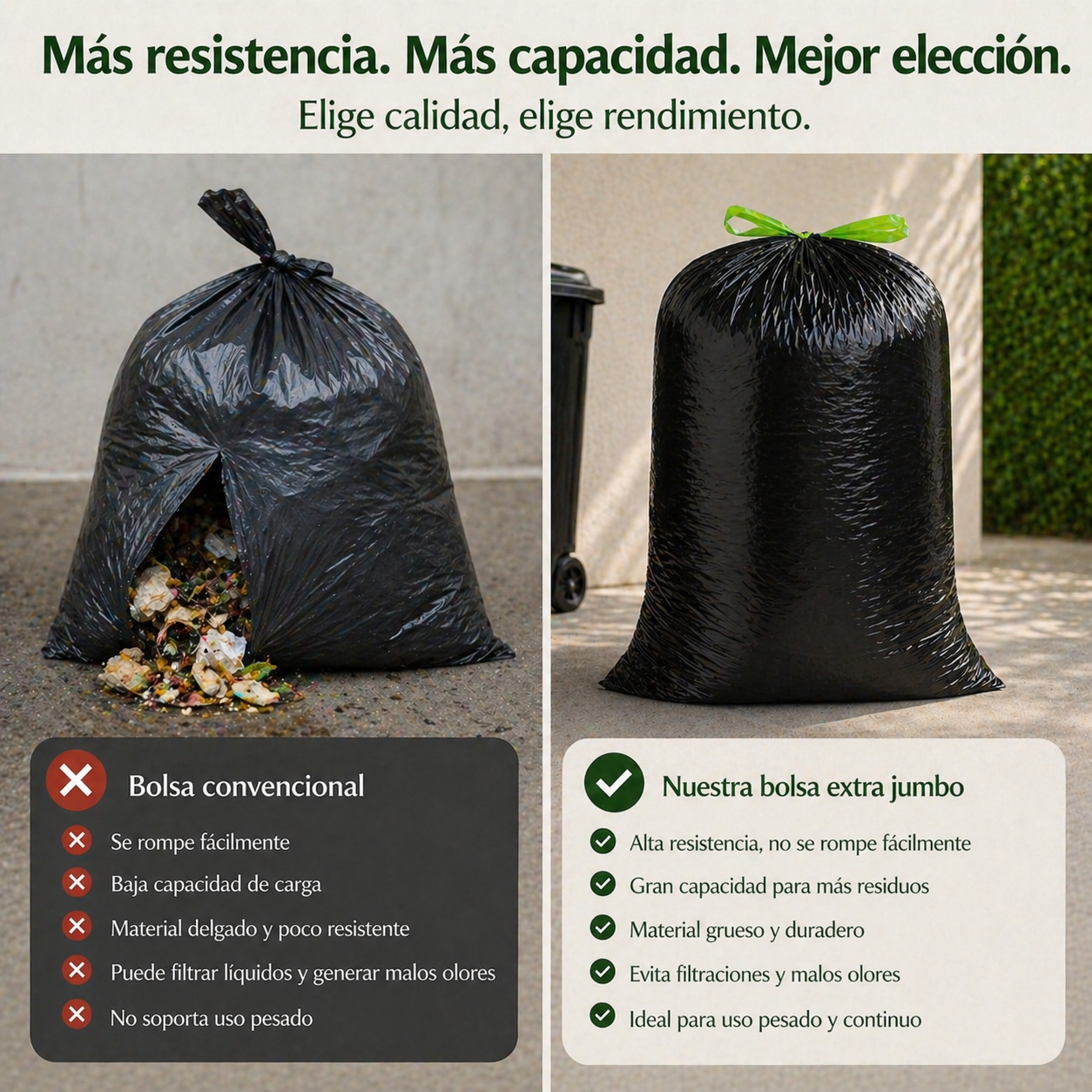 Bolsa Para Basura Extra Jumbo Black Con Jareta Compostable
