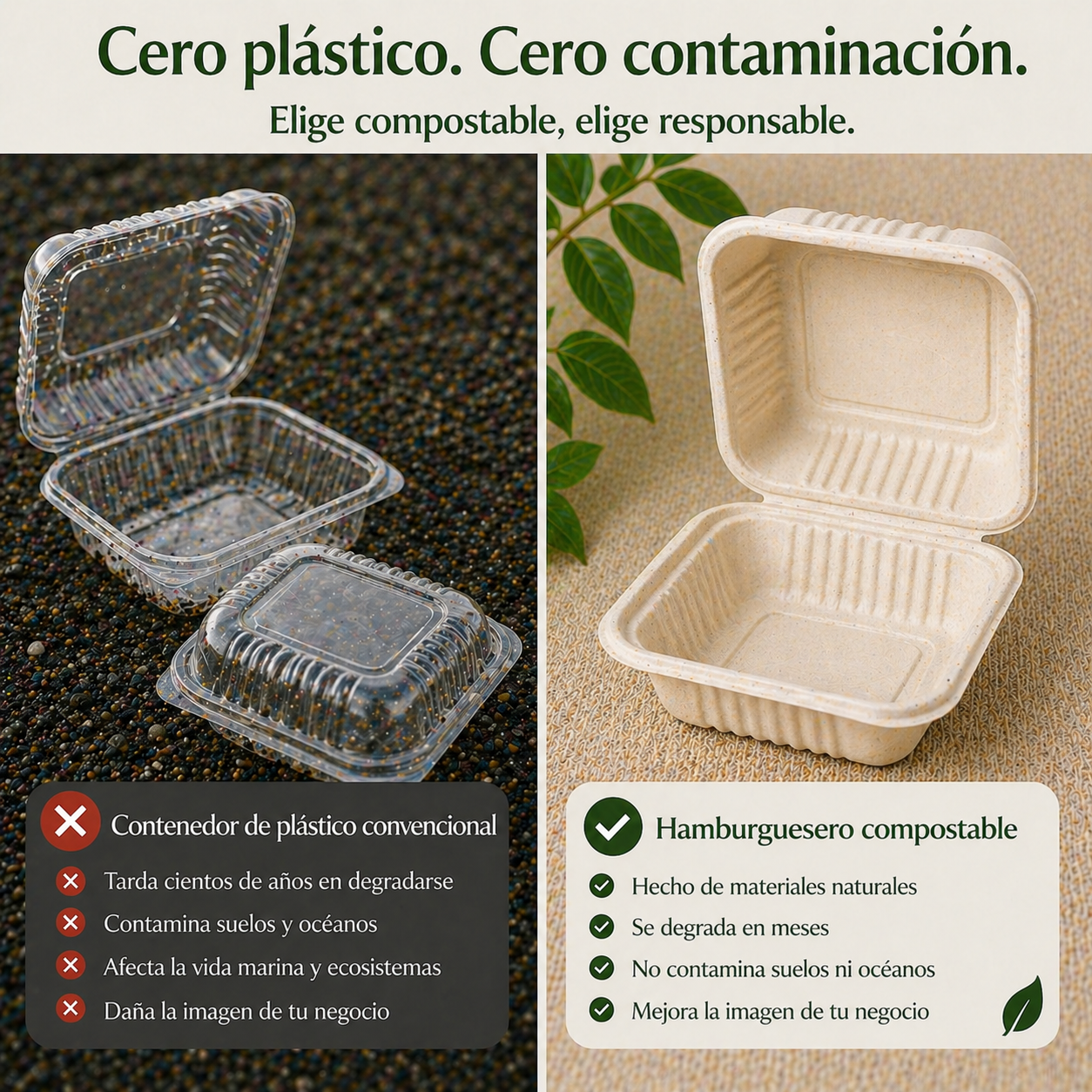 Hamburguesero 16 Oz Compostable