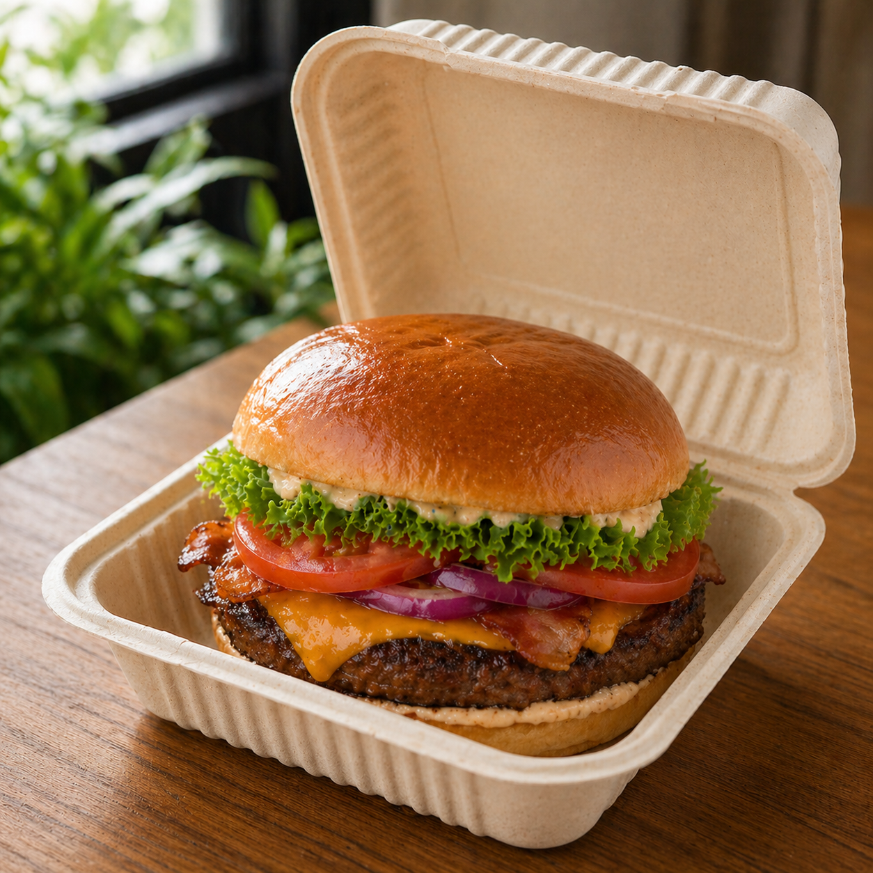 Hamburguesero 16 Oz Compostable