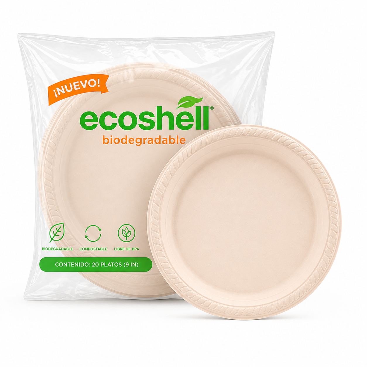 Plato Liso 9" Compostable