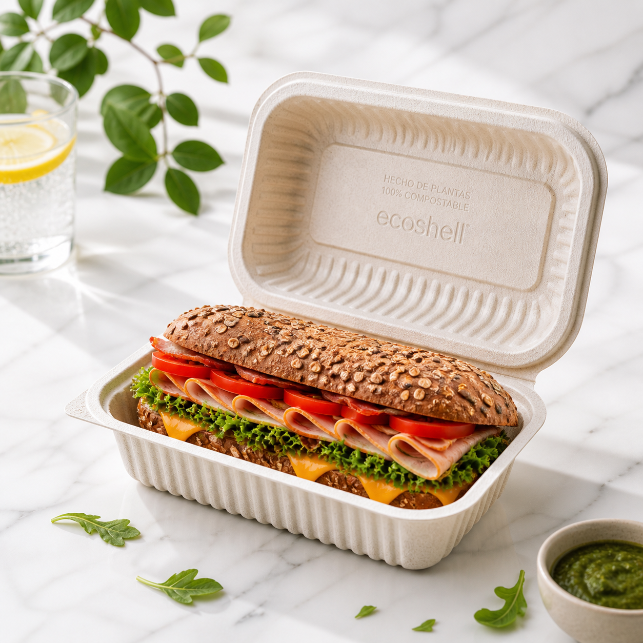 Clamshell 22 Oz (Baguette) Compostable