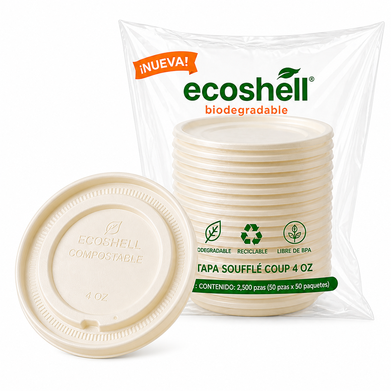 Tapa Soufflé Cup 4 Oz Compostable