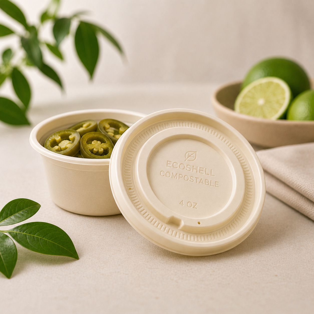 Tapa Soufflé Cup 4 Oz Compostable