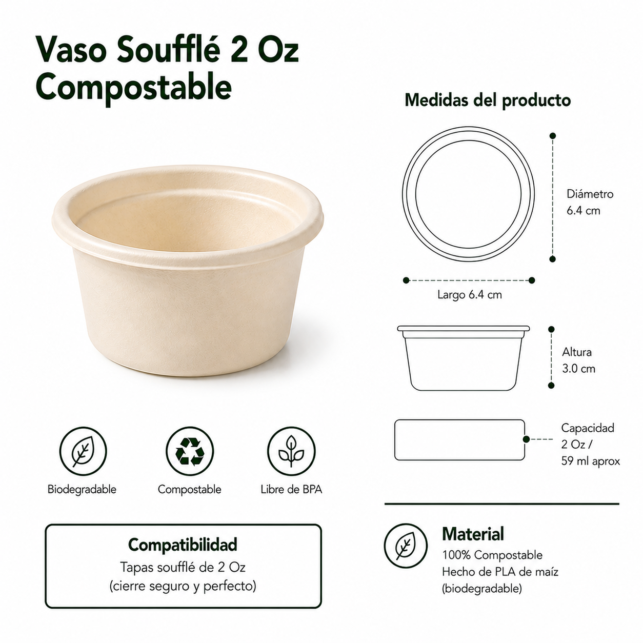 Soufflé Cup 2 Oz Compostable