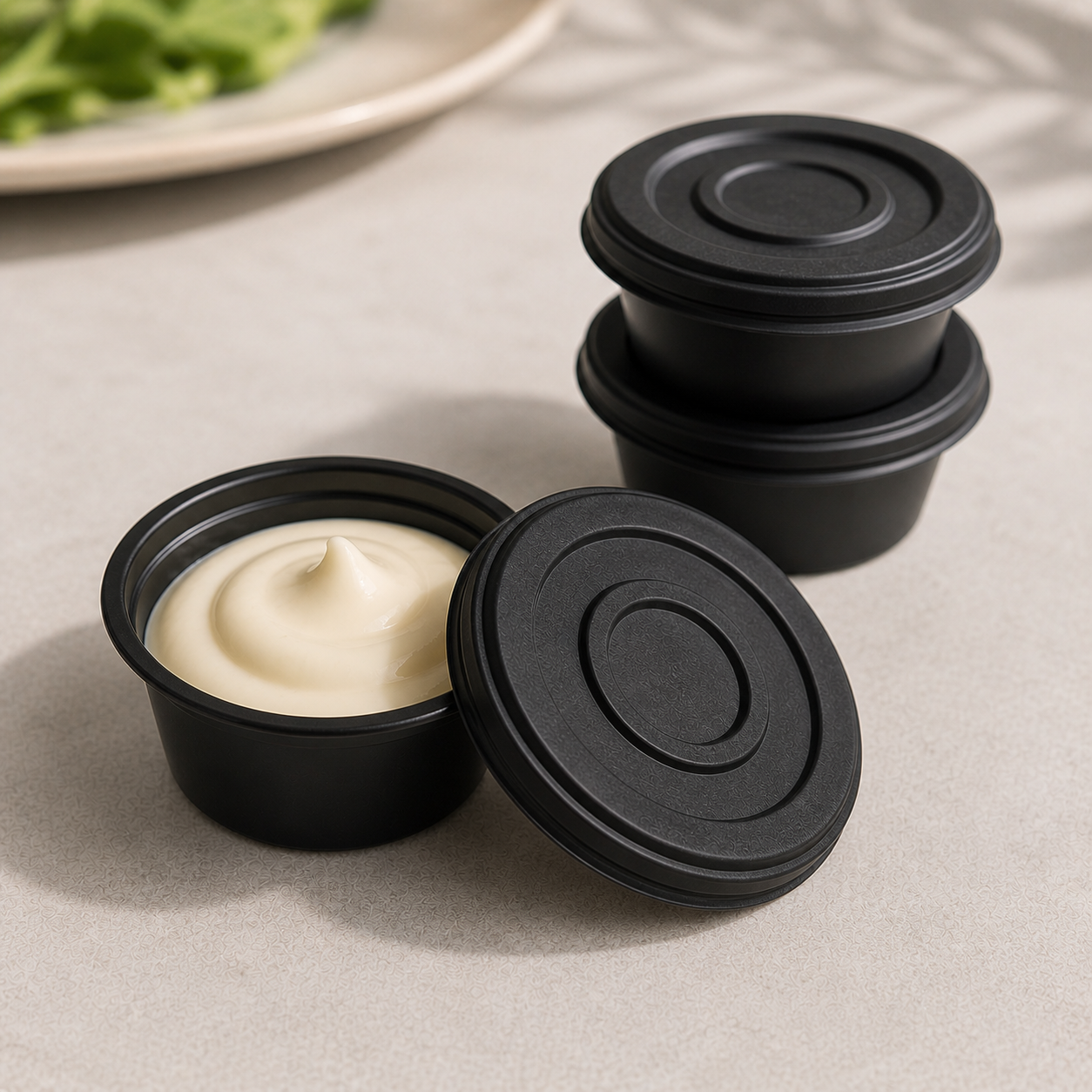 Tapa Soufflé Cup 2 Oz Black Compostable