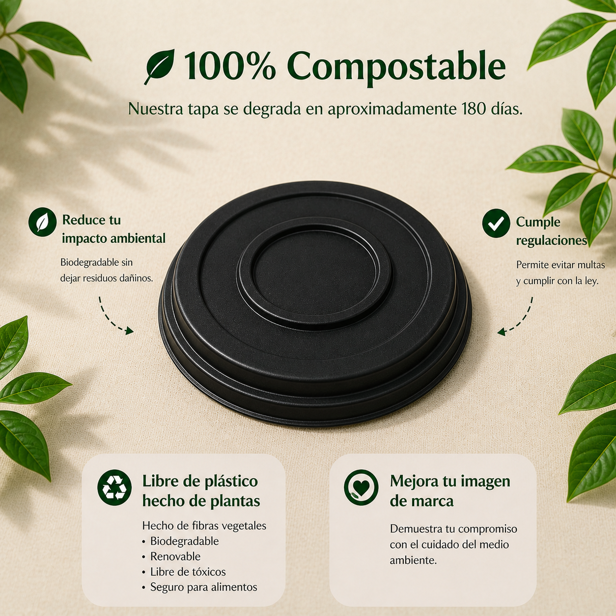 Tapa Soufflé Cup 2 Oz Black Compostable