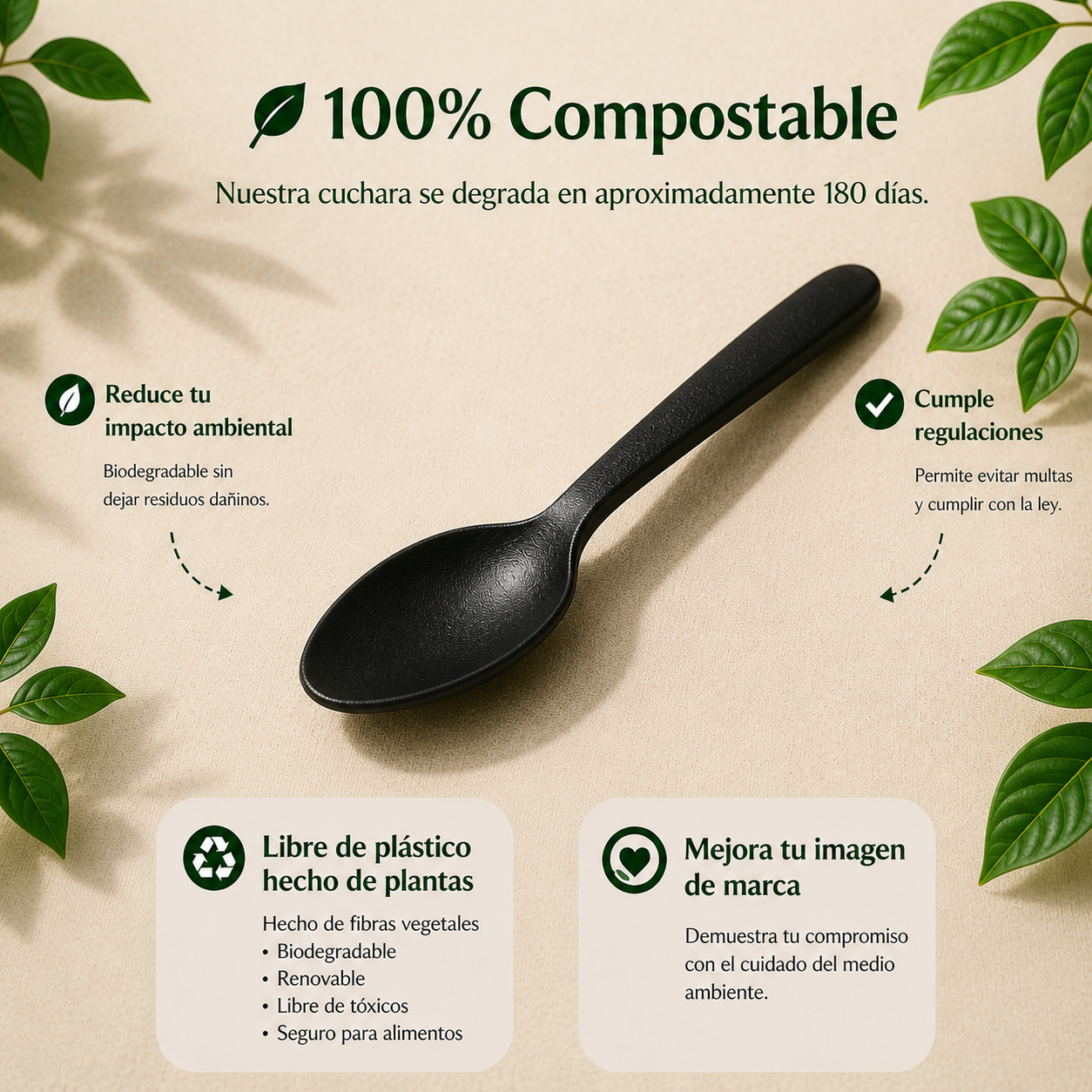Cuchara 6″ Black Compostable