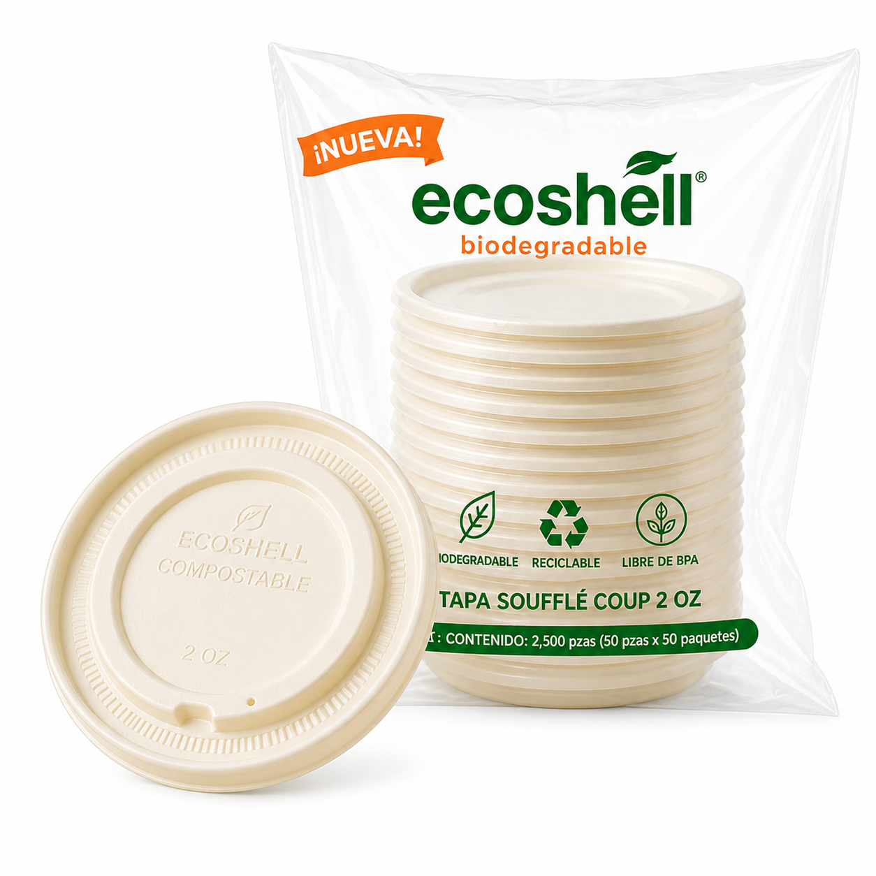 Tapa Soufflé Cup 2 Oz Compostable