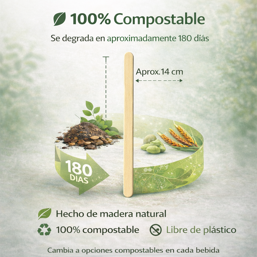 Agitador De Madera Compostable