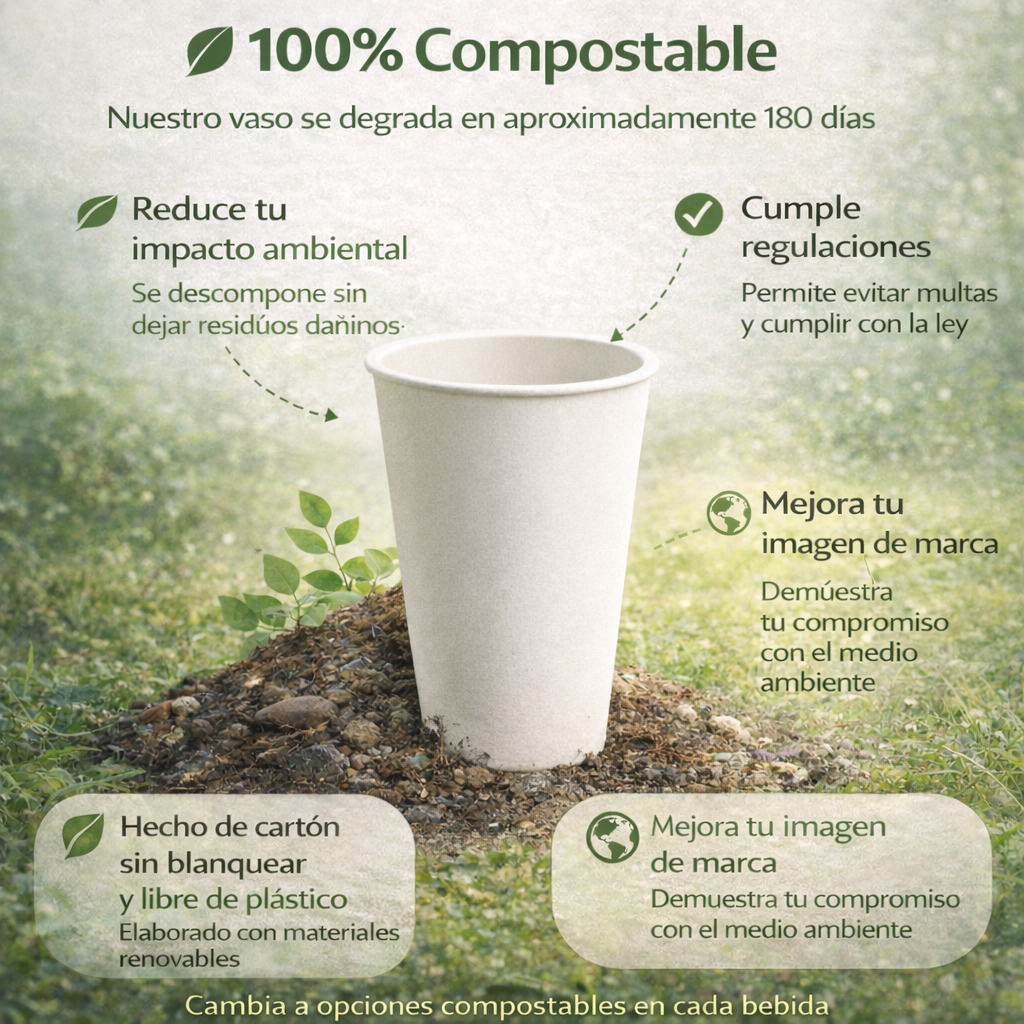 Vaso Para Café 10 Oz Compostable