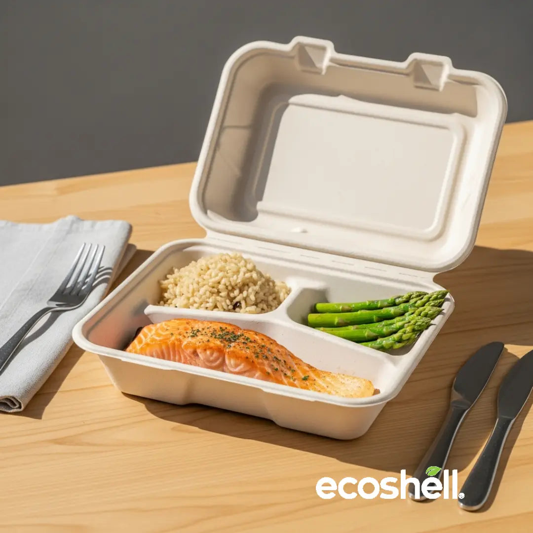 Contenedor 48 Oz Caña De Azúcar Compostable C/ División