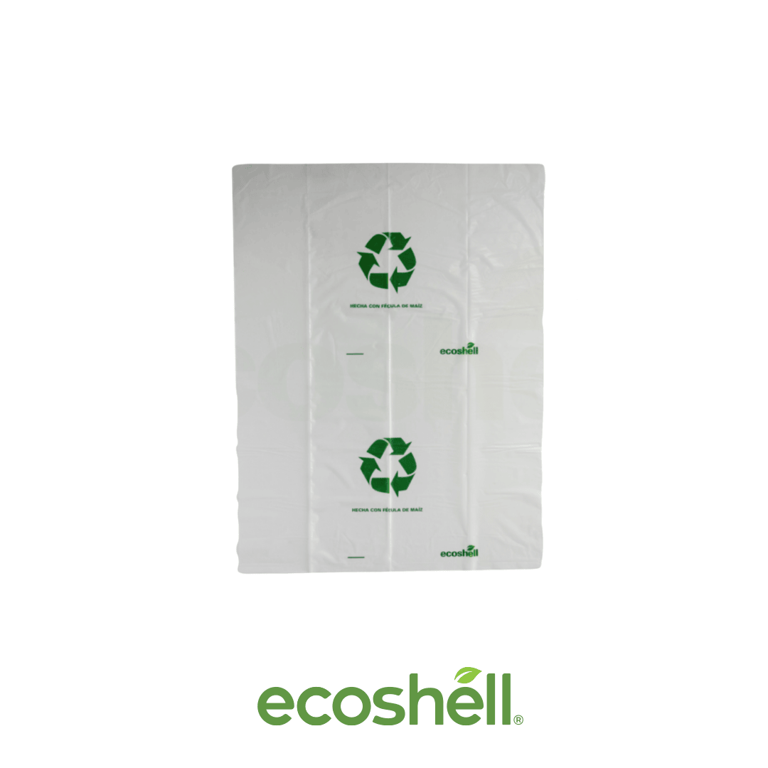 Bolsa De Basura Transparente 90x120cm Compostable Elaborada con fécula de maíz (68%) y aditivos biodegradables Alta resistencia para desechos pesados