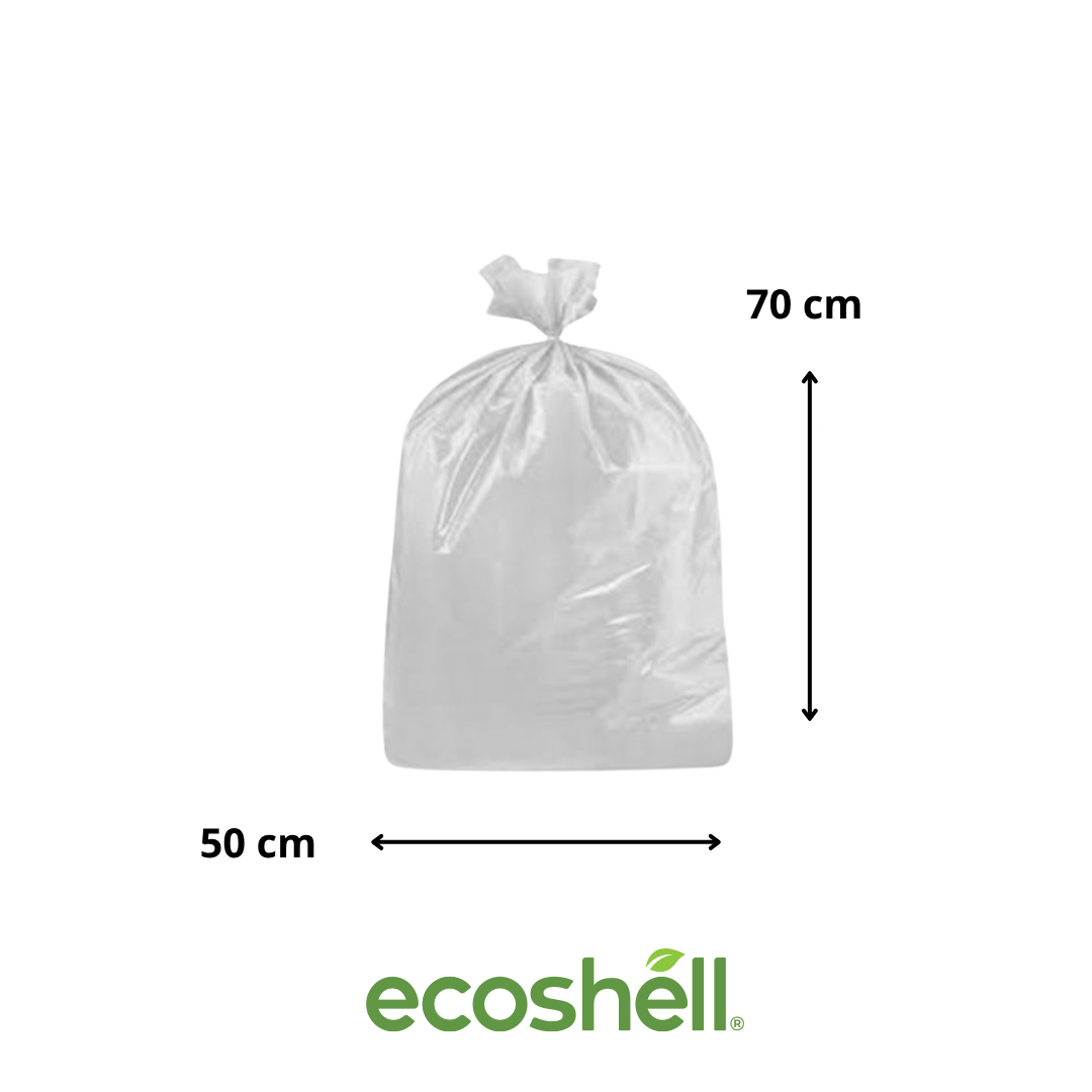 Bolsa De Basura Transpatente 50x70cm Compostable Elaborada con fécula de maíz (68%) y aditivos biodegradables Certificación SEDEMA ECO-09