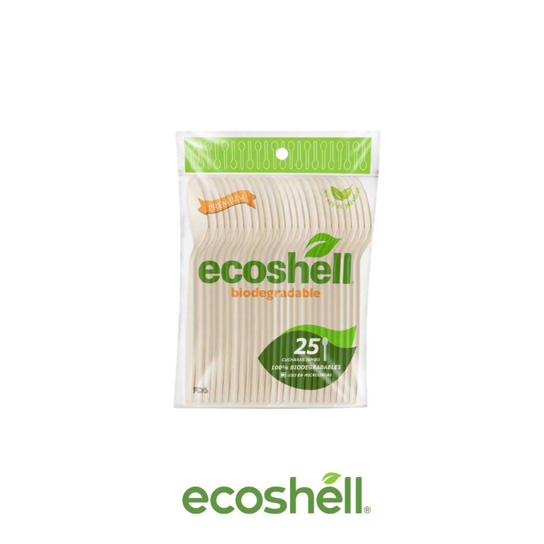 Cuchara Jumbo Retail Compostable Fécula de maíz Certificación SEDEMA ECO-09