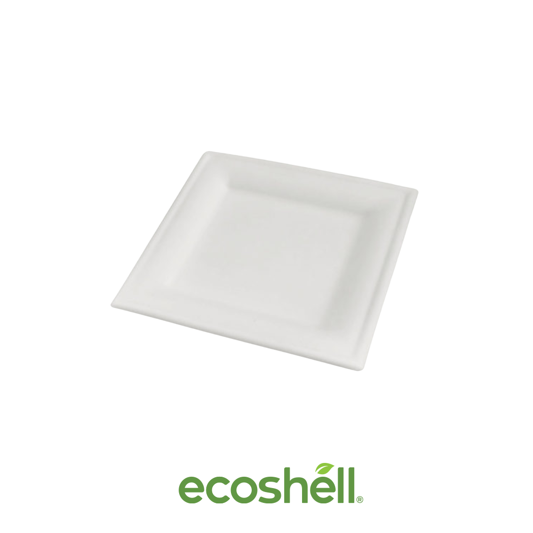 Plato Cuadrado 6" Compostable Fibra de caña de azucar ♻️ Alternativa sin plástico ni contaminantes