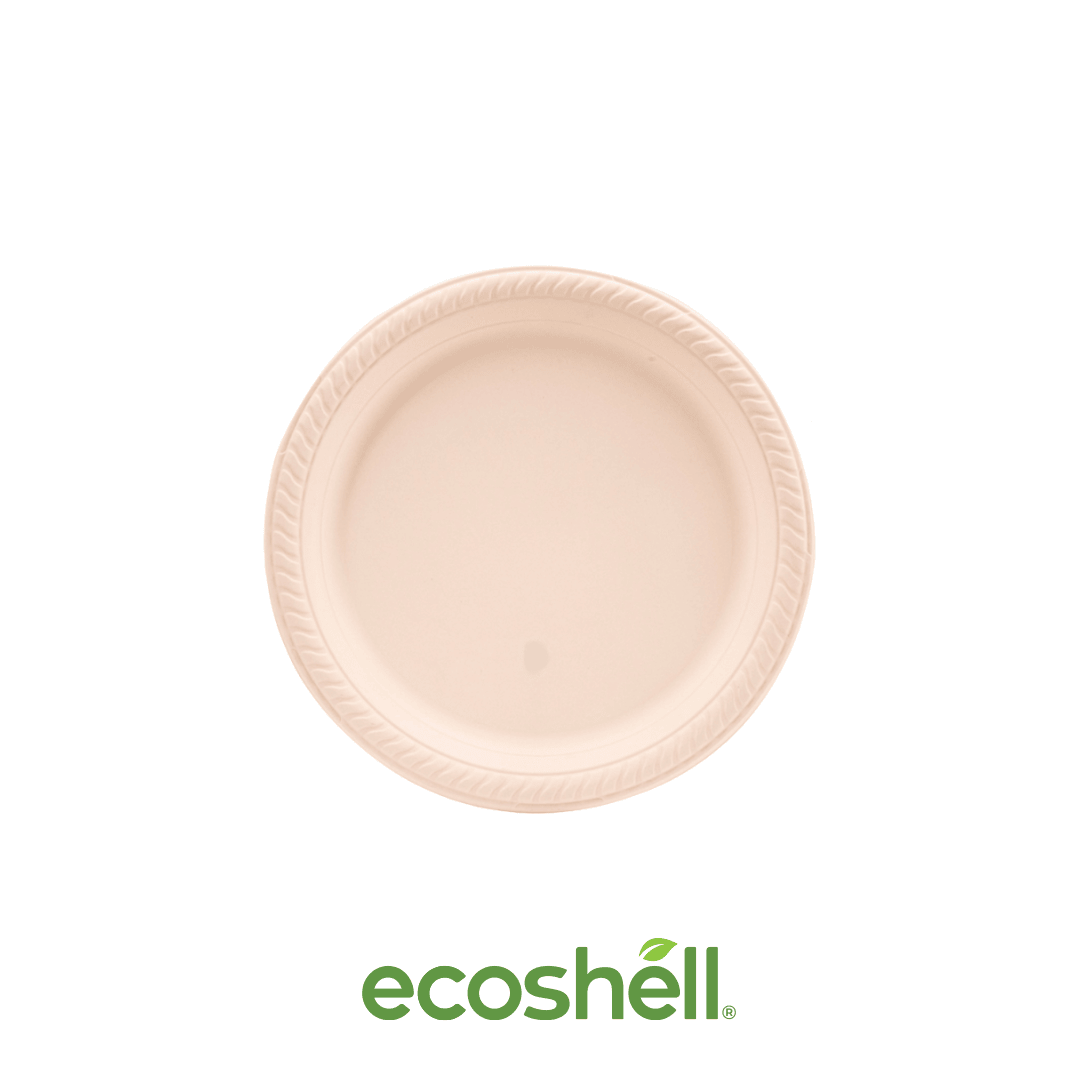 Plato Liso 9" Compostable Fécula de maíz ♻️ Alternativa sin plástico ni contaminantes