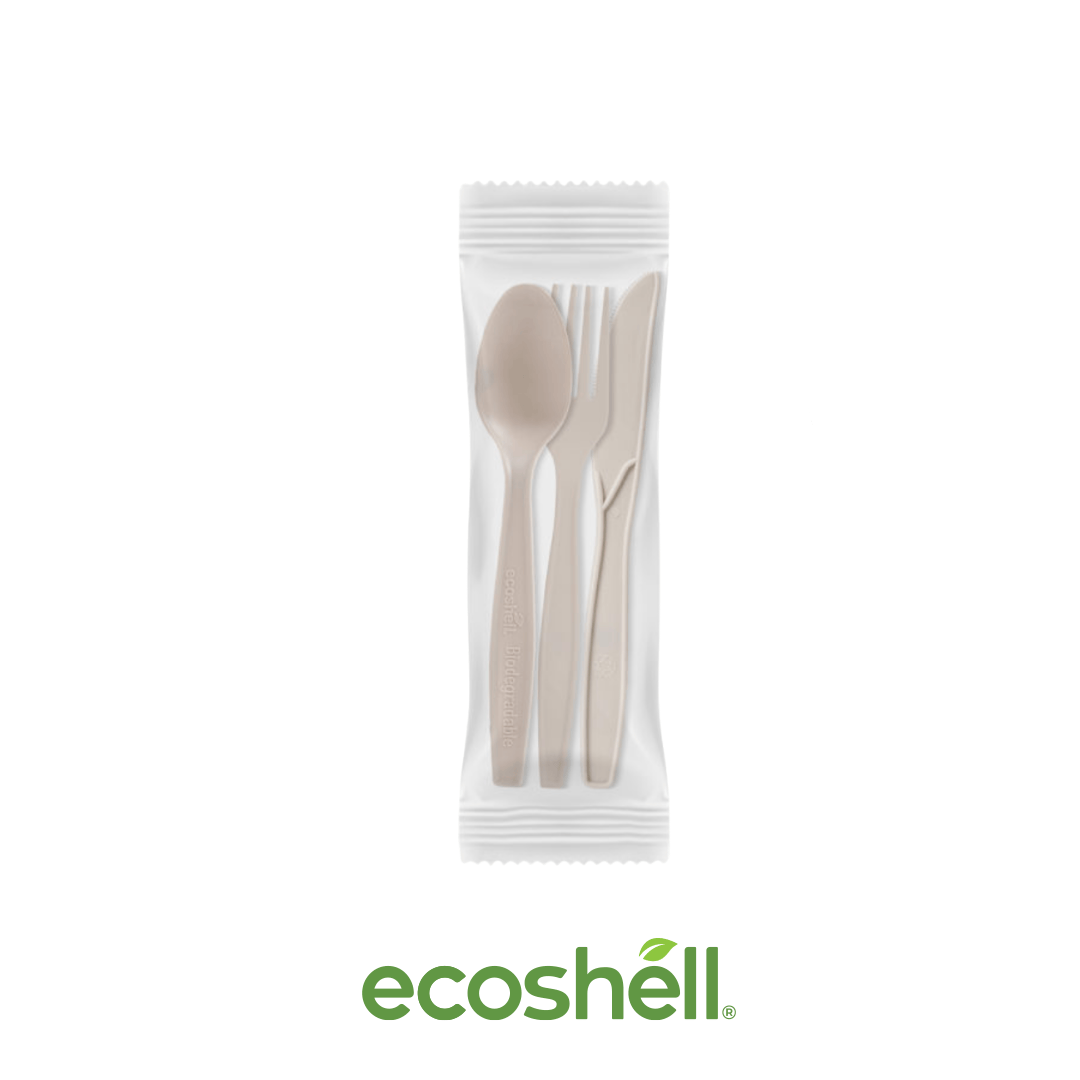 Set De Cubiertos Jumbo Estuchados Compostables Fécula de maíz ♻️ Alternativa sin plástico ni contaminantes