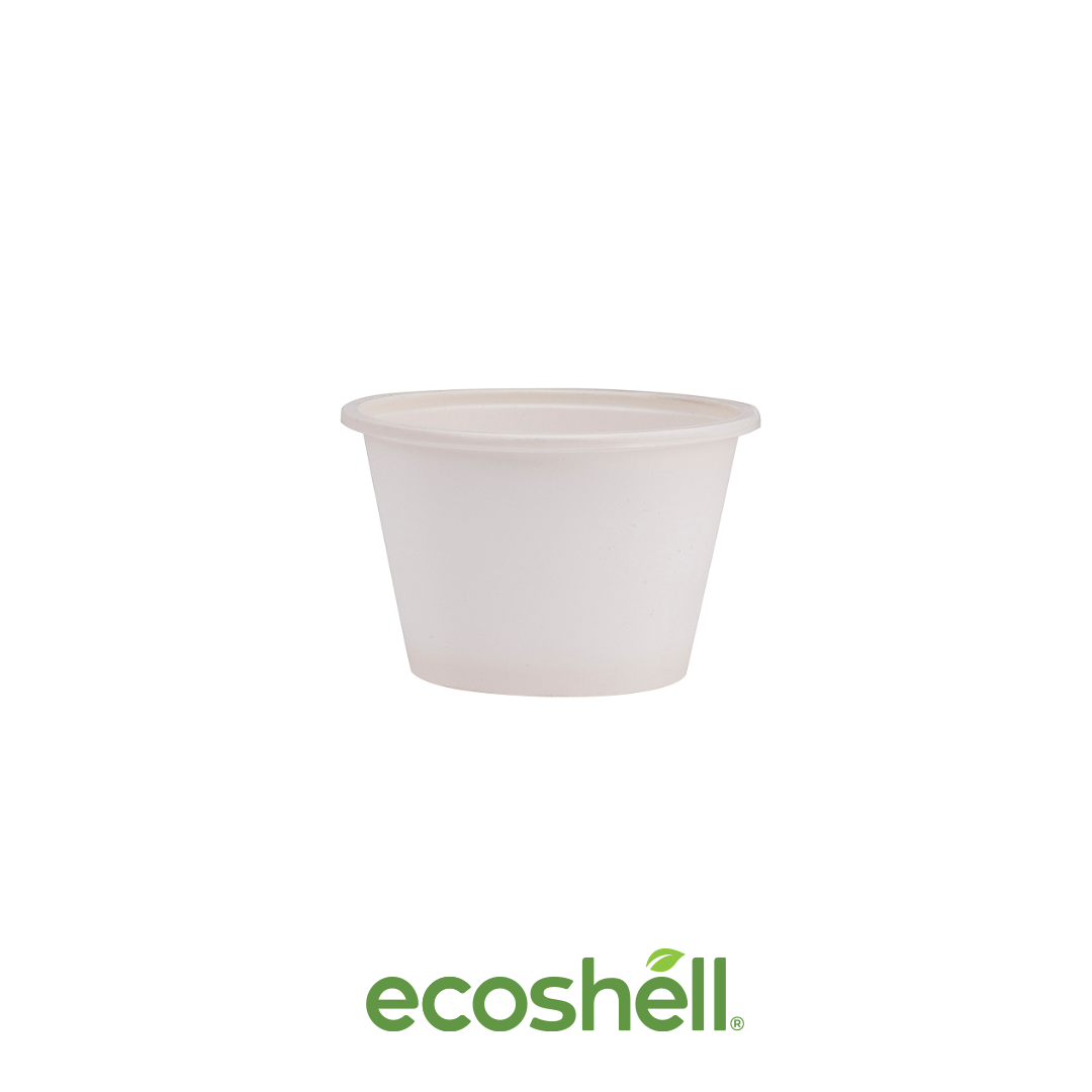 Souffle Cup 4 Oz Compostable Fécula de maíz ♻️ Alternativa sin plástico ni contaminantes