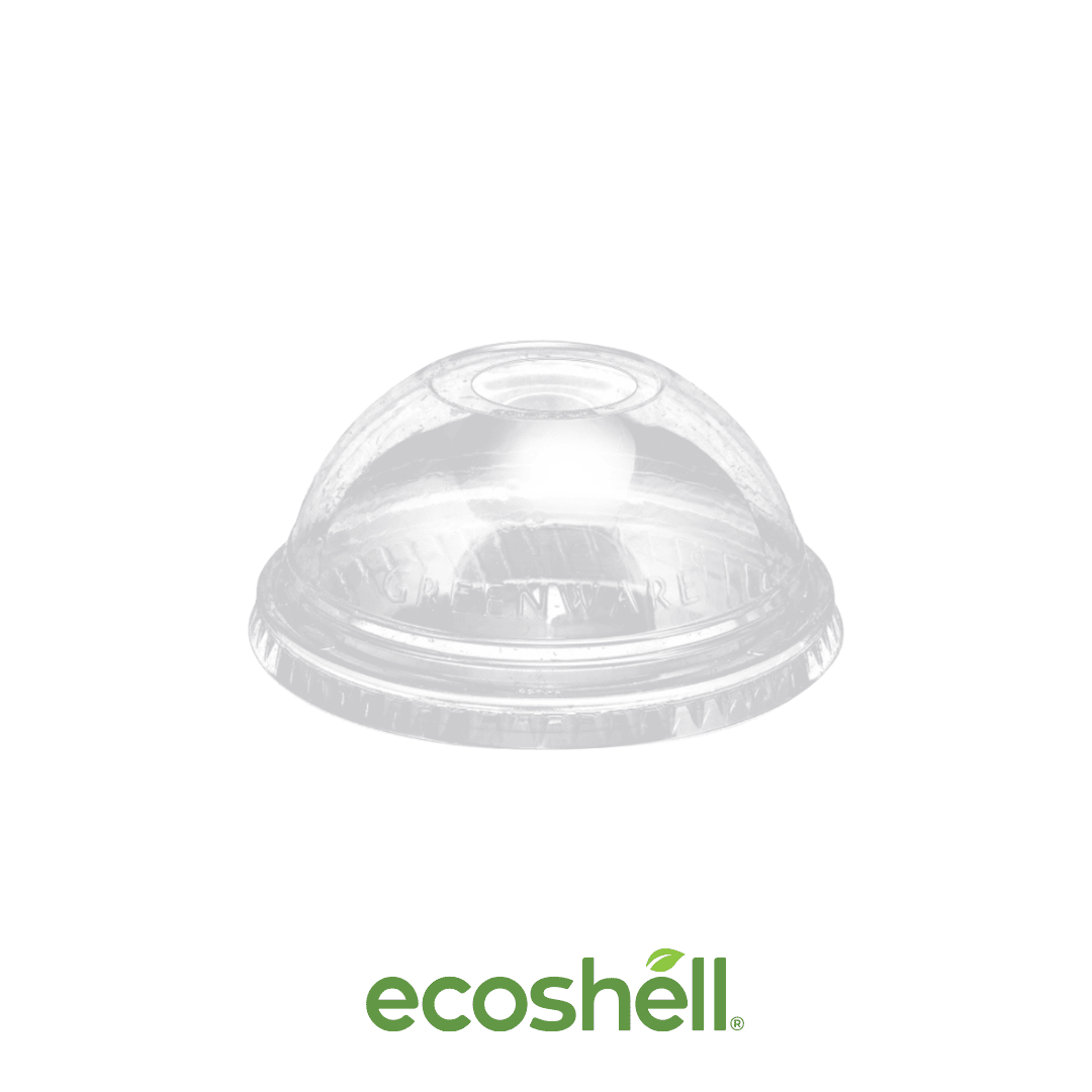 Tapa Transparente Domo 12 Y 20 Oz Con Agujero Compostable PLA (bioplástico de maíz)  Certificación SEDEMA ECO-09