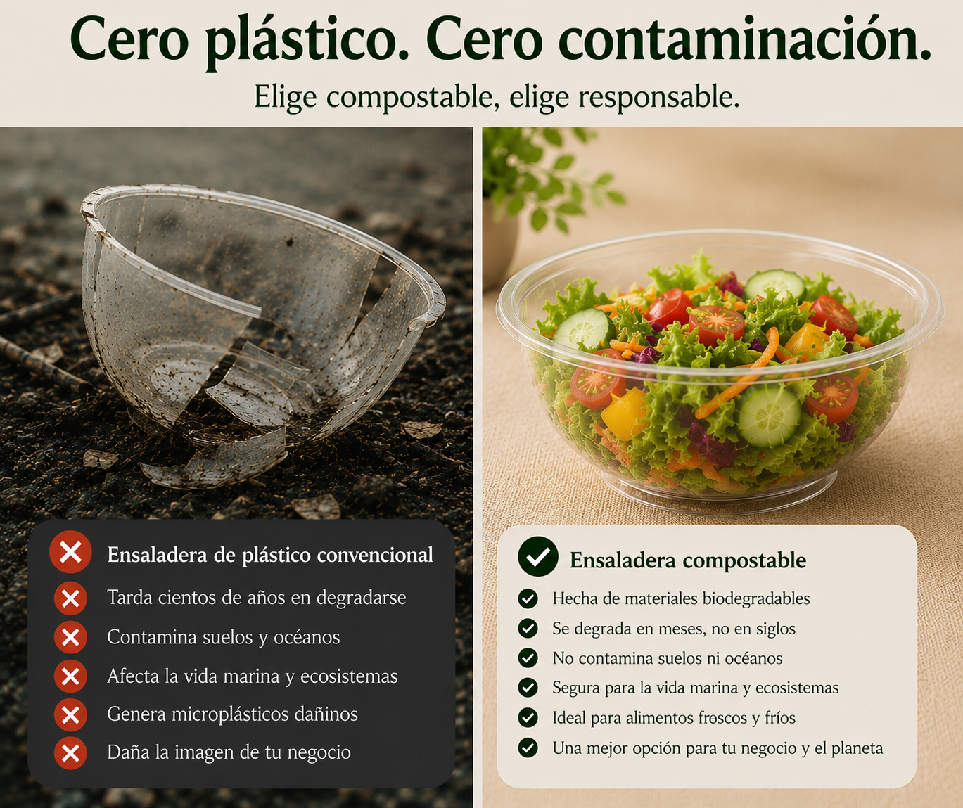Ensaladera 24 Oz Compostable